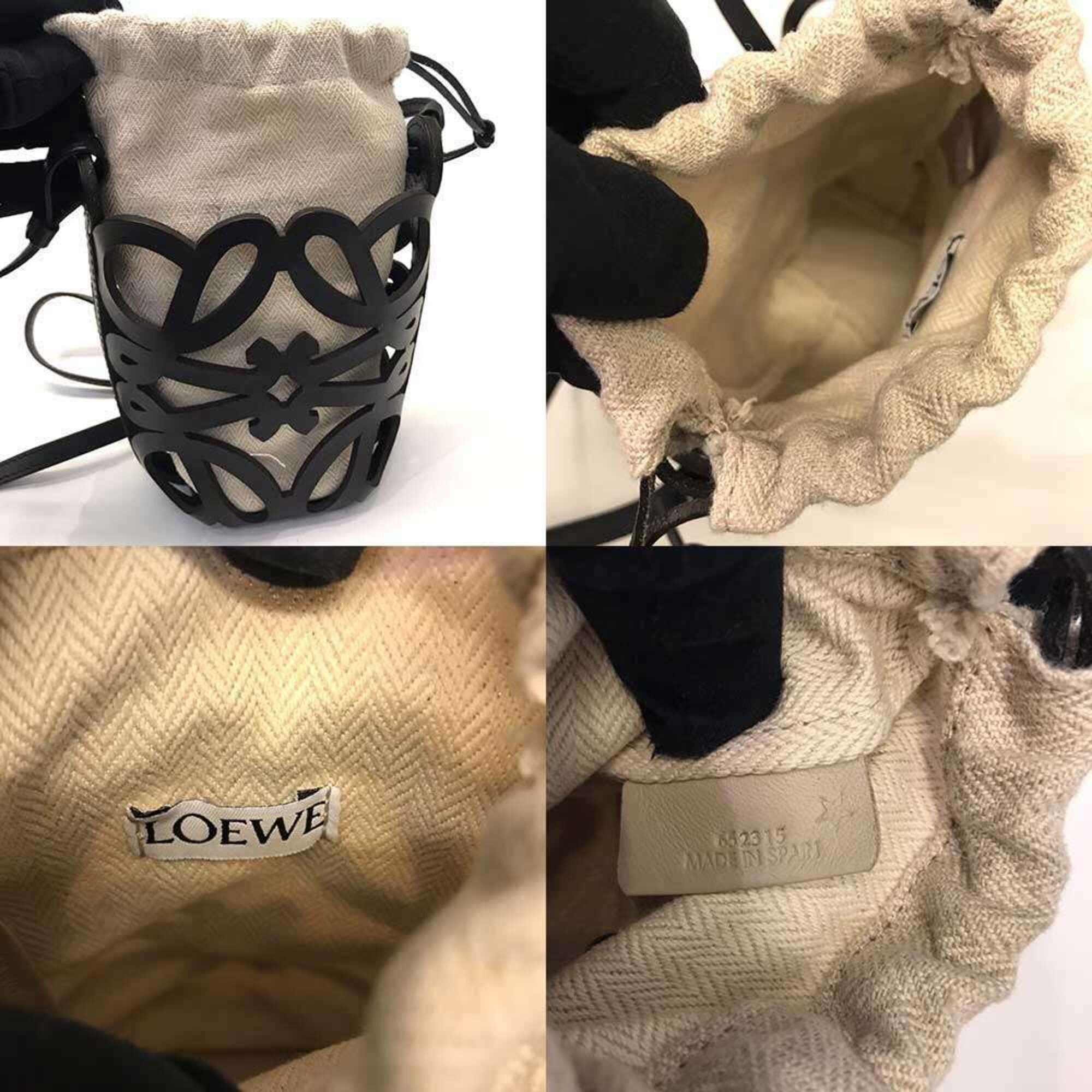 Loewe Loewe Anagram Cut-Out Pocket Shoulder Bag, Black Calf Leather Mini Pouch C922Y62X02 LOEWE Size ONE SIZE - 5 Thumbnail