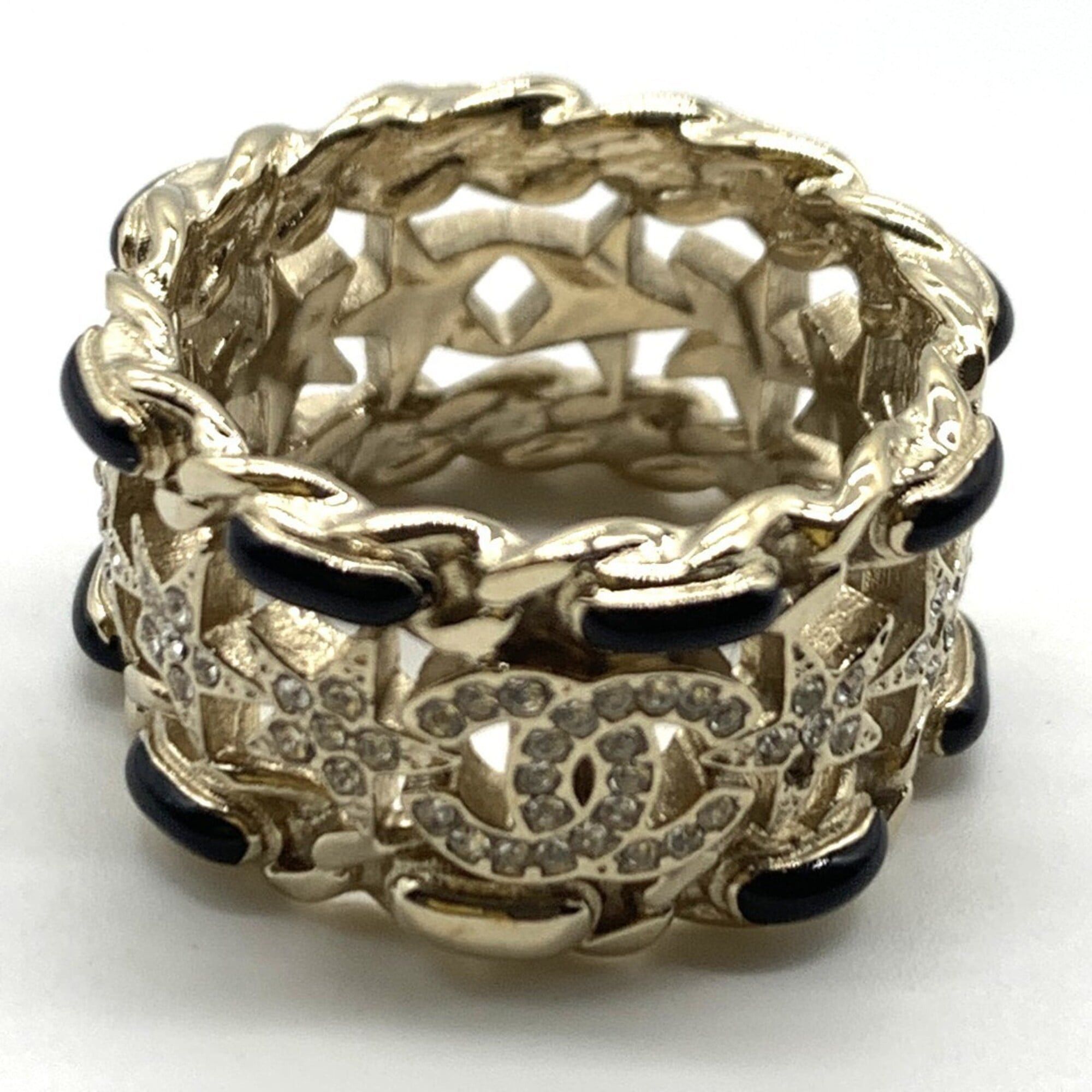 Chanel Chanel Coco Mark Star Ring, B23, Rhinestone, Metal, Gold, Size 12 (CHANEL) Size ONE SIZE - 2 Thumbnail