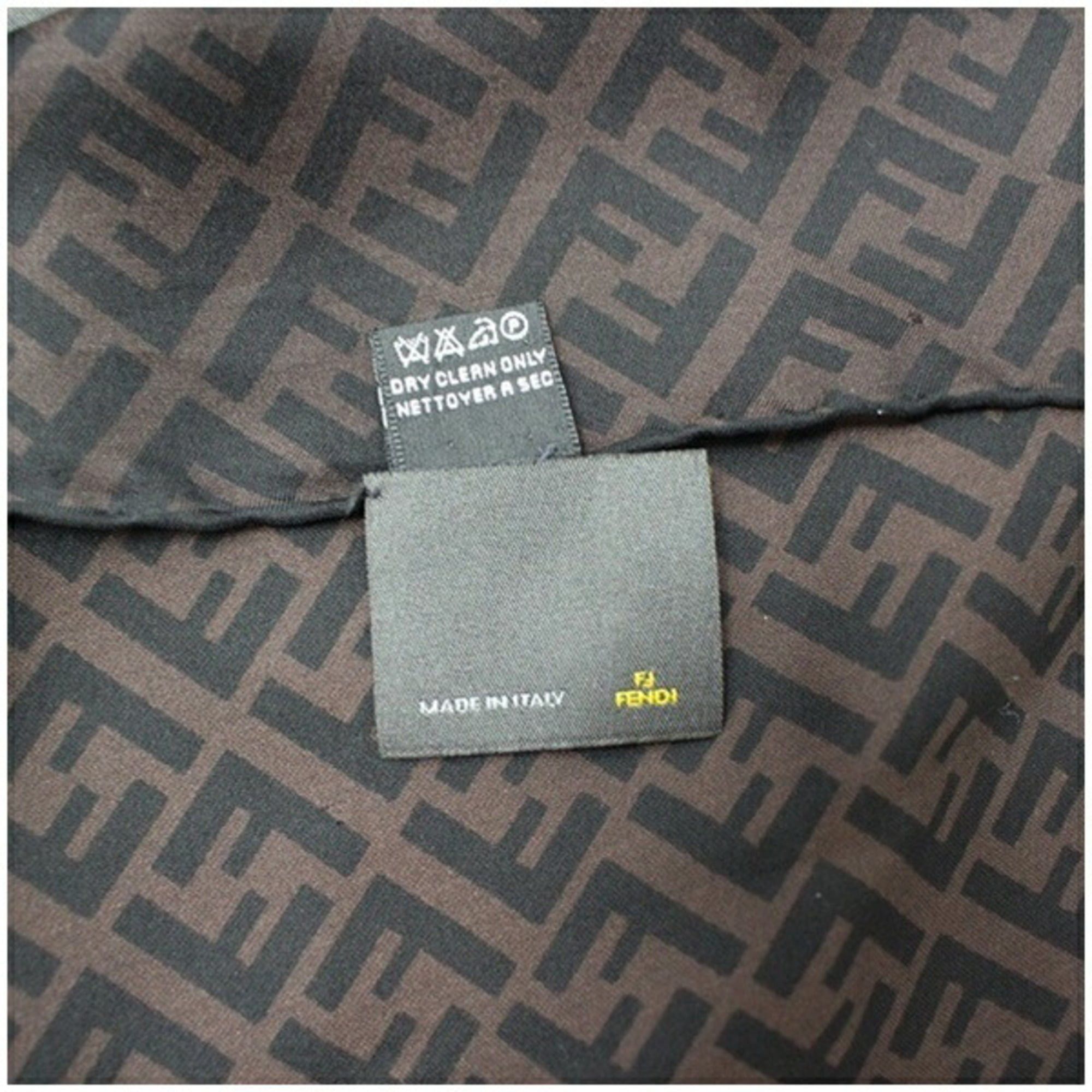 Fendi Fendi Silk Scarf Muffler, Zucca Pattern, Black x Brown, FENDI, Women's Size ONE SIZE - 5 Thumbnail