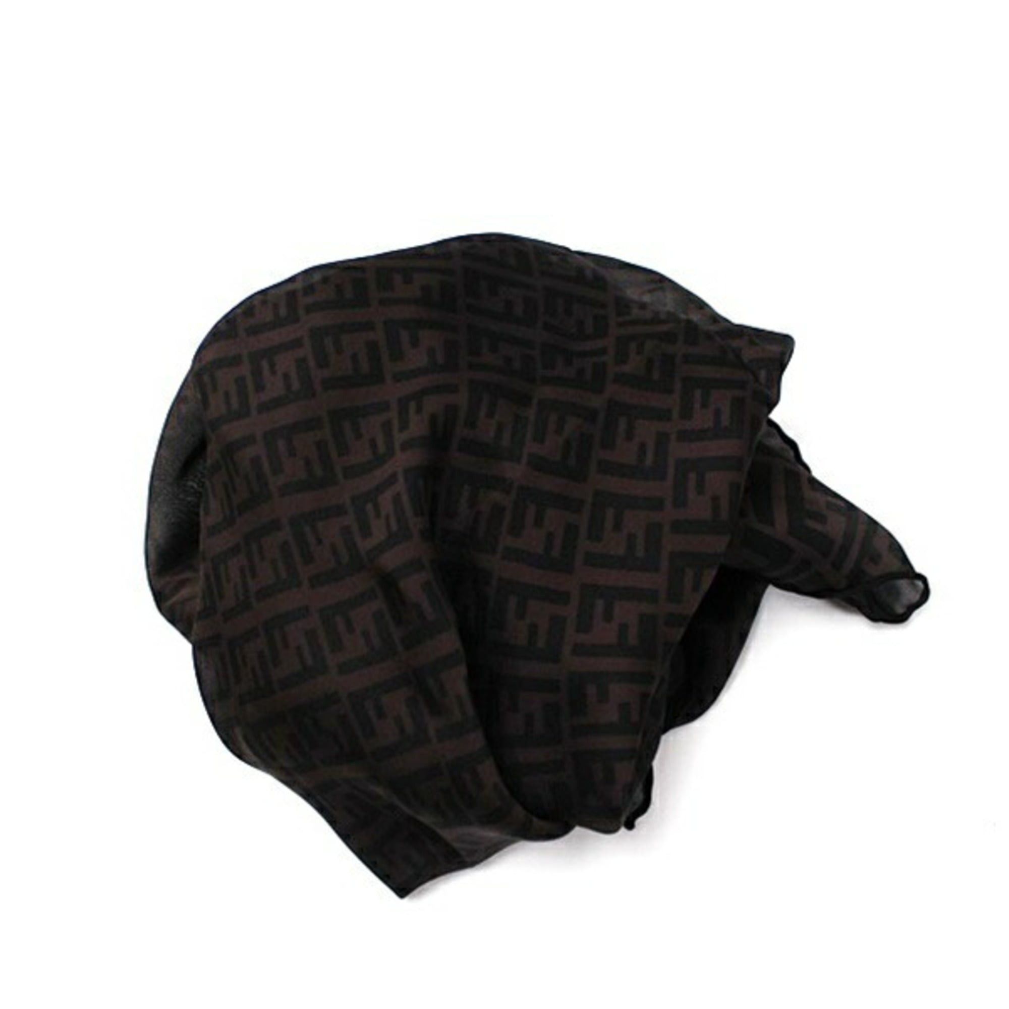 Fendi Fendi Silk Scarf Muffler, Zucca Pattern, Black x Brown, FENDI, Women's Size ONE SIZE - 6 Thumbnail