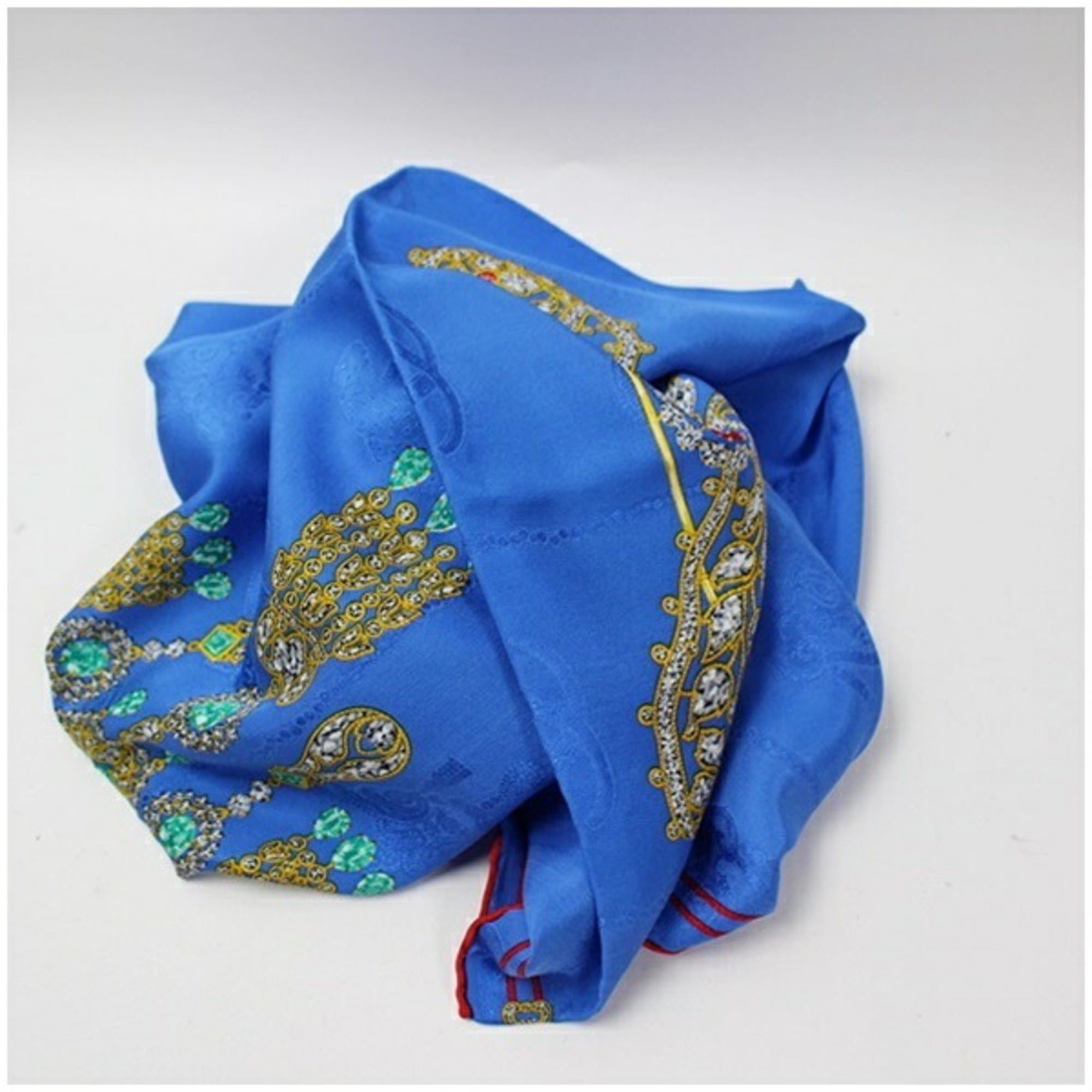 Cartier Cartier Silk Scarf Muffler, Blue Pattern, Women's Size ONE SIZE - 6 Thumbnail