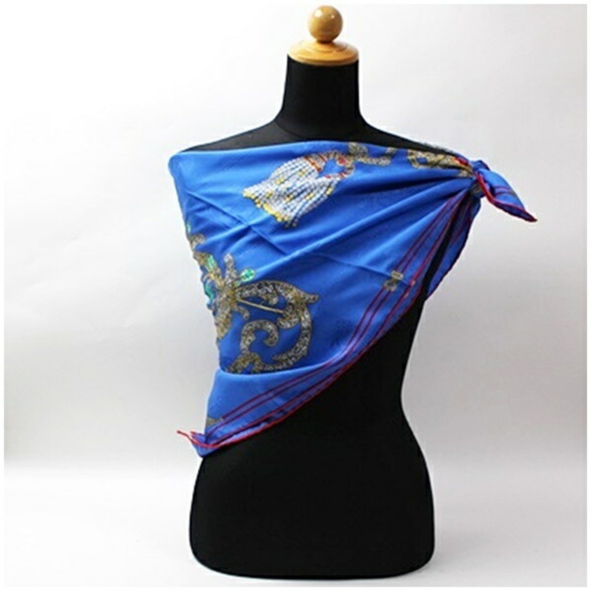 Cartier Cartier Silk Scarf Muffler, Blue Pattern, Women's Size ONE SIZE - 9 Thumbnail