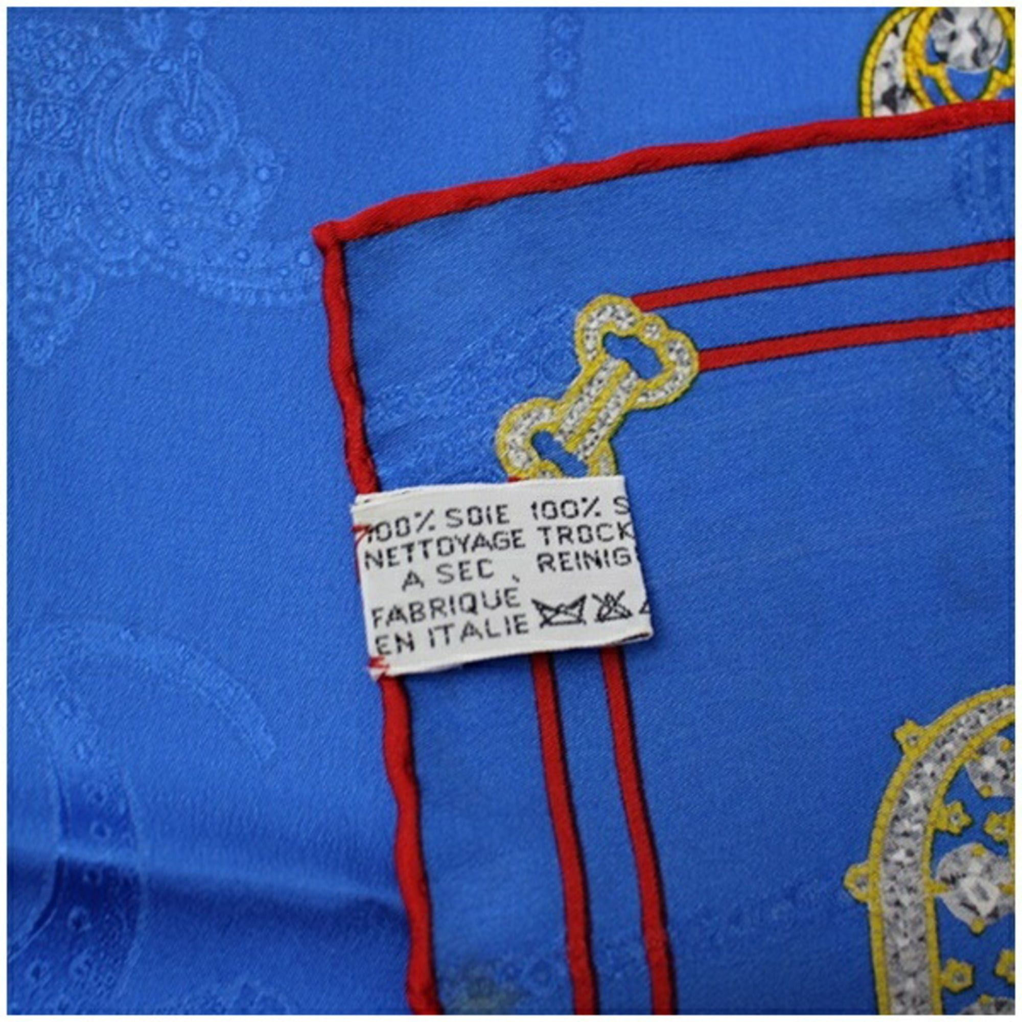 Cartier Cartier Silk Scarf Muffler, Blue Pattern, Women's Size ONE SIZE - 4 Thumbnail
