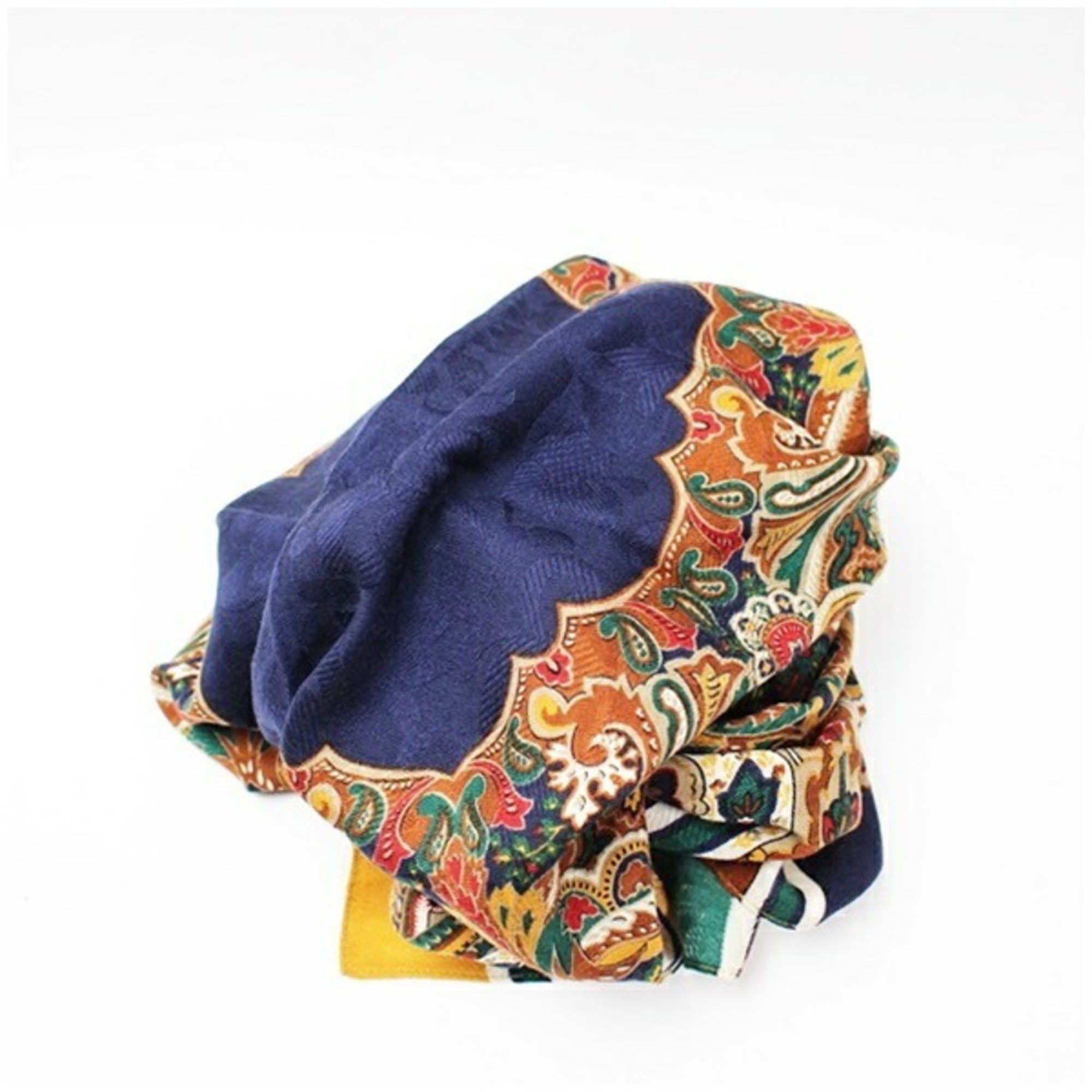 Yves Saint Laurent Yves Saint Laurent Wool Silk Large Scarf Stole Muffler Navy x Multicolor YVES SAINT LAURENT Women's Size ONE SIZE - 8 Thumbnail