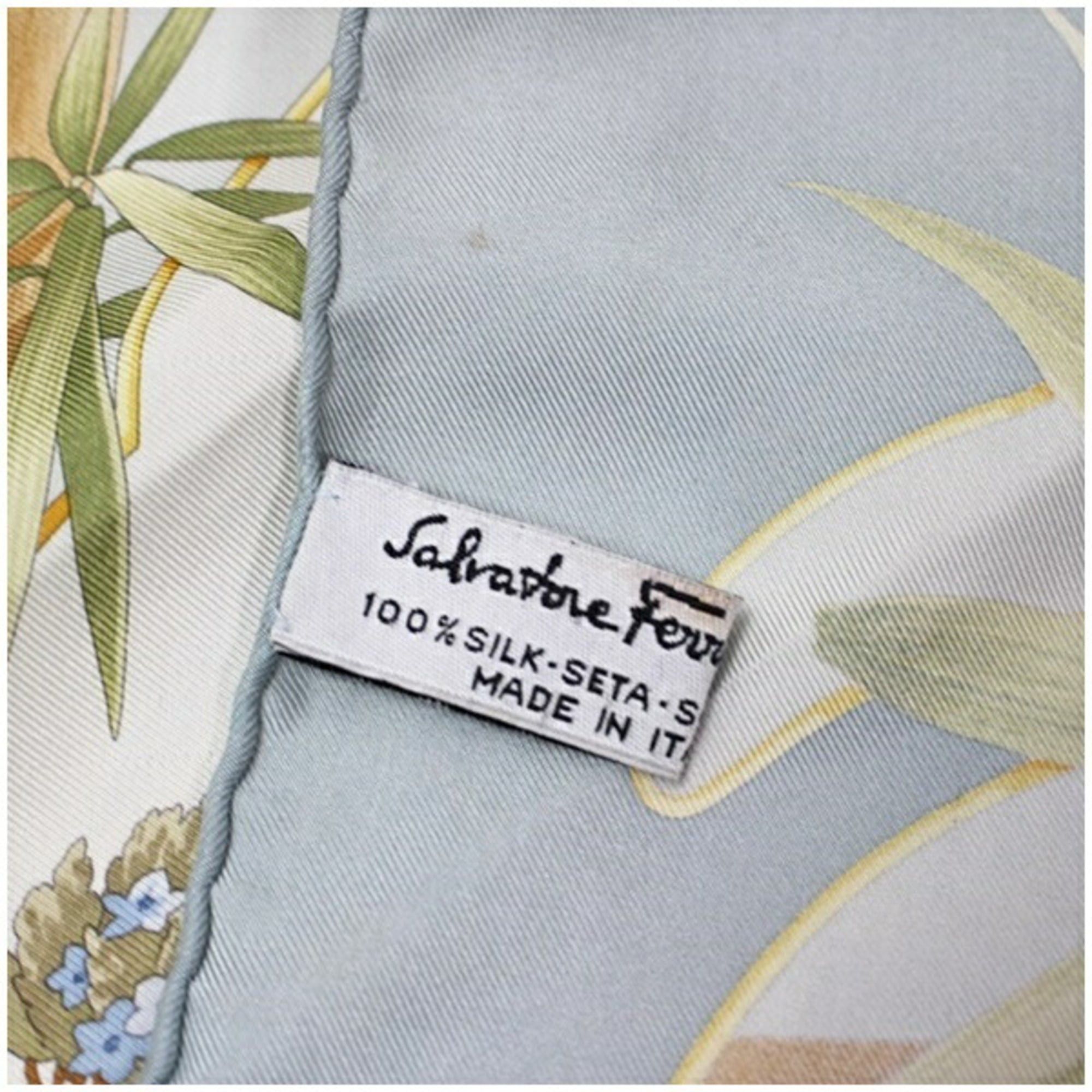 Salvatore Ferragamo Salvatore Ferragamo Silk Scarf/Muffler, Light Gray x Multicolor, Ferragamo, Women's Size ONE SIZE - 5 Thumbnail