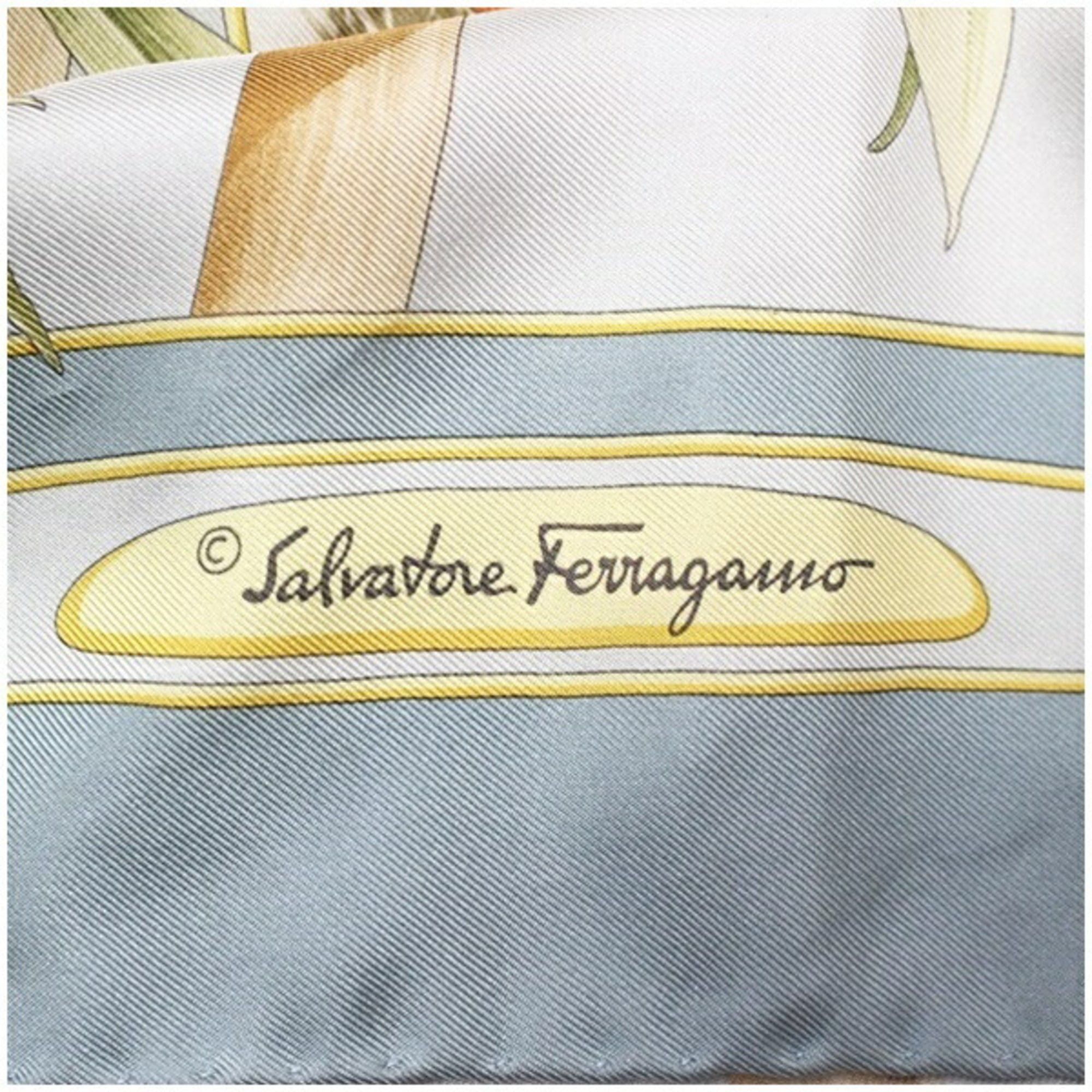 Salvatore Ferragamo Salvatore Ferragamo Silk Scarf/Muffler, Light Gray x Multicolor, Ferragamo, Women's Size ONE SIZE - 6 Thumbnail