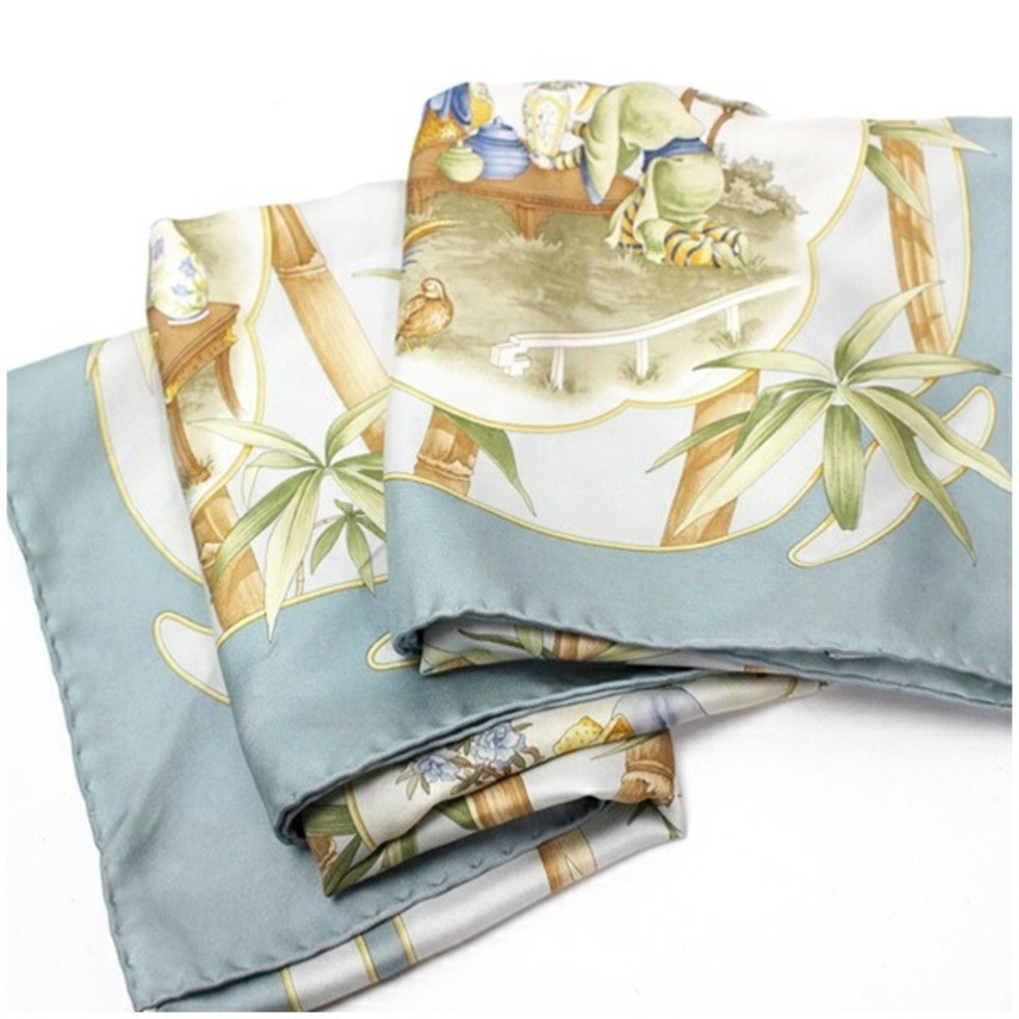 Salvatore Ferragamo Salvatore Ferragamo Silk Scarf/Muffler, Light Gray x Multicolor, Ferragamo, Women's Size ONE SIZE - 9 Thumbnail