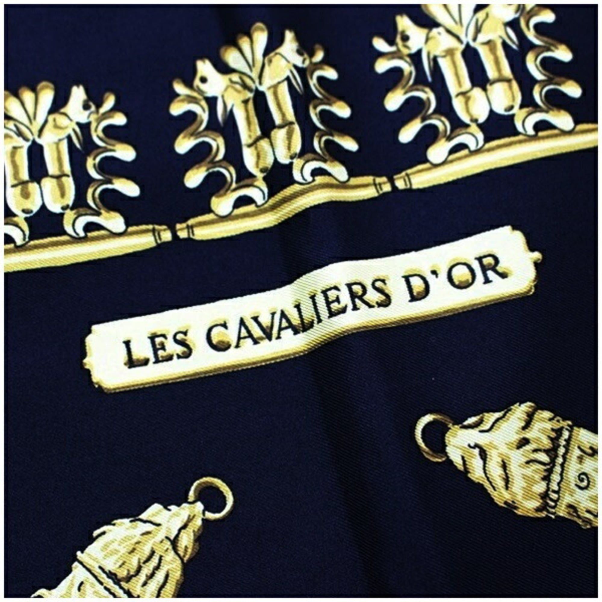 Hermes Hermes Silk Scarf Muffler Carre 90 LES CAVALIERS D'OR (Golden Knights) HERMES Women's Size ONE SIZE - 6 Thumbnail