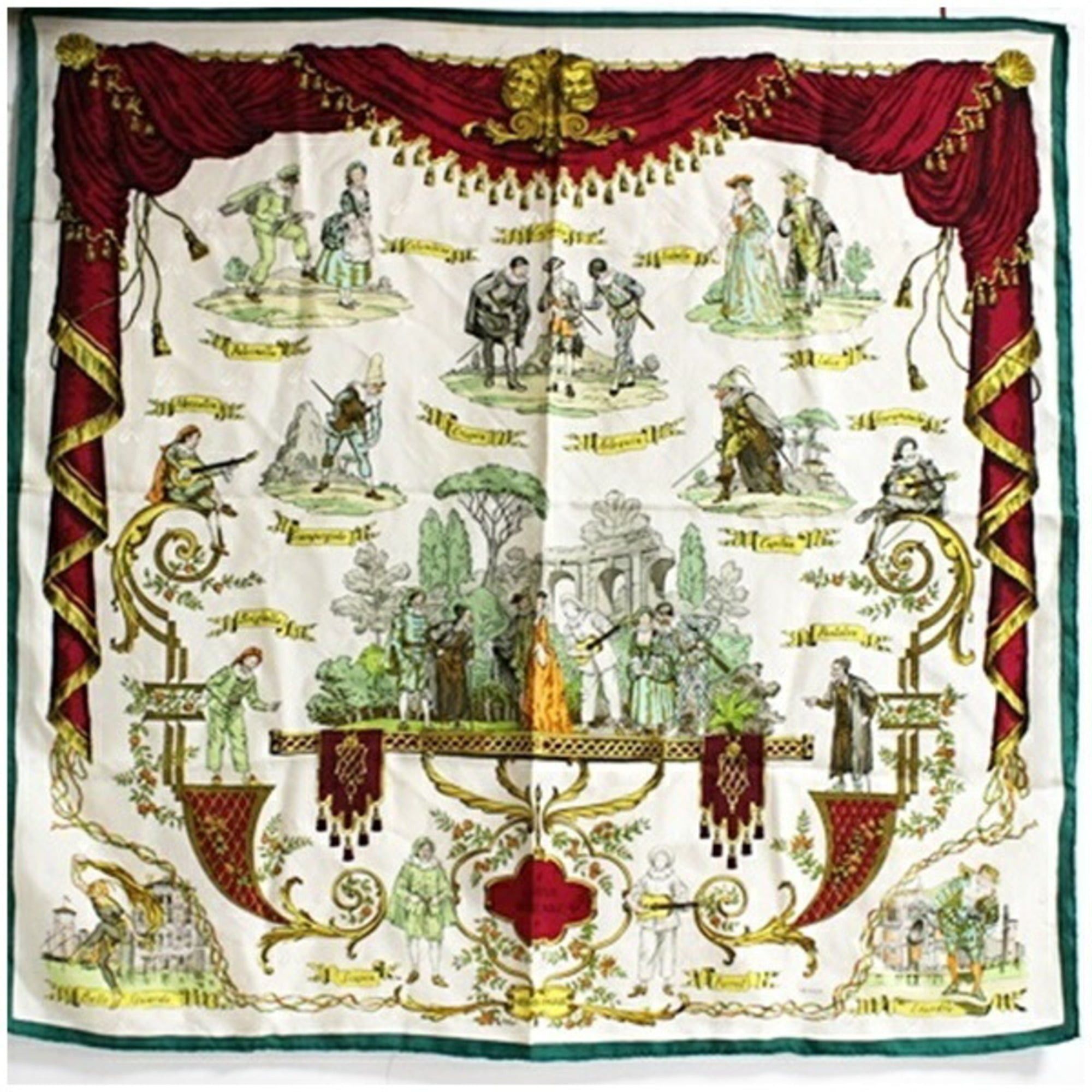 Hermes Hermes scarf/muffler, Carre 90, LA COMEDIE ITALIENNE (Italian Comedy), for women. Size ONE SIZE - 2 Thumbnail