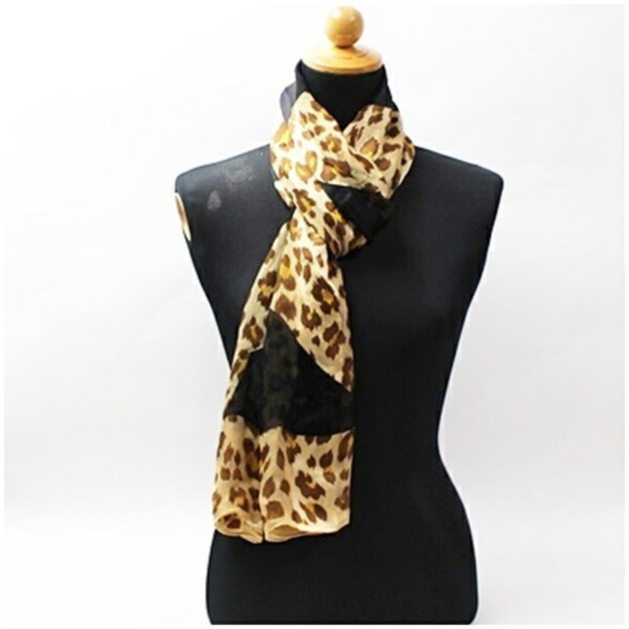 Yves Saint Laurent Yves Saint Laurent rectangular scarf, black and beige, leopard print, YVES SAINT LAURENT, women's. Size ONE SIZE - 3 Thumbnail