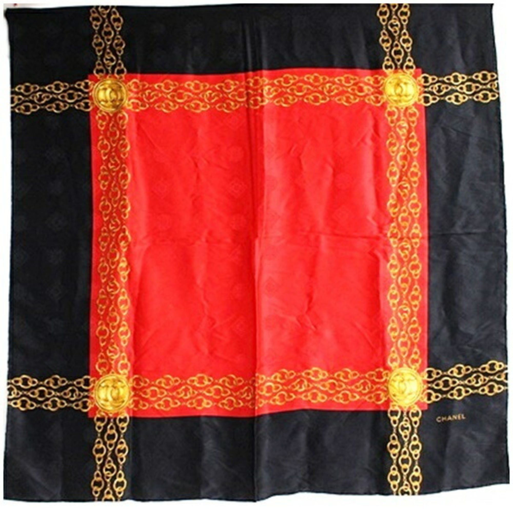 Chanel Chanel scarf muffler, red x black, CHANEL, women's. Size ONE SIZE - 2 Thumbnail