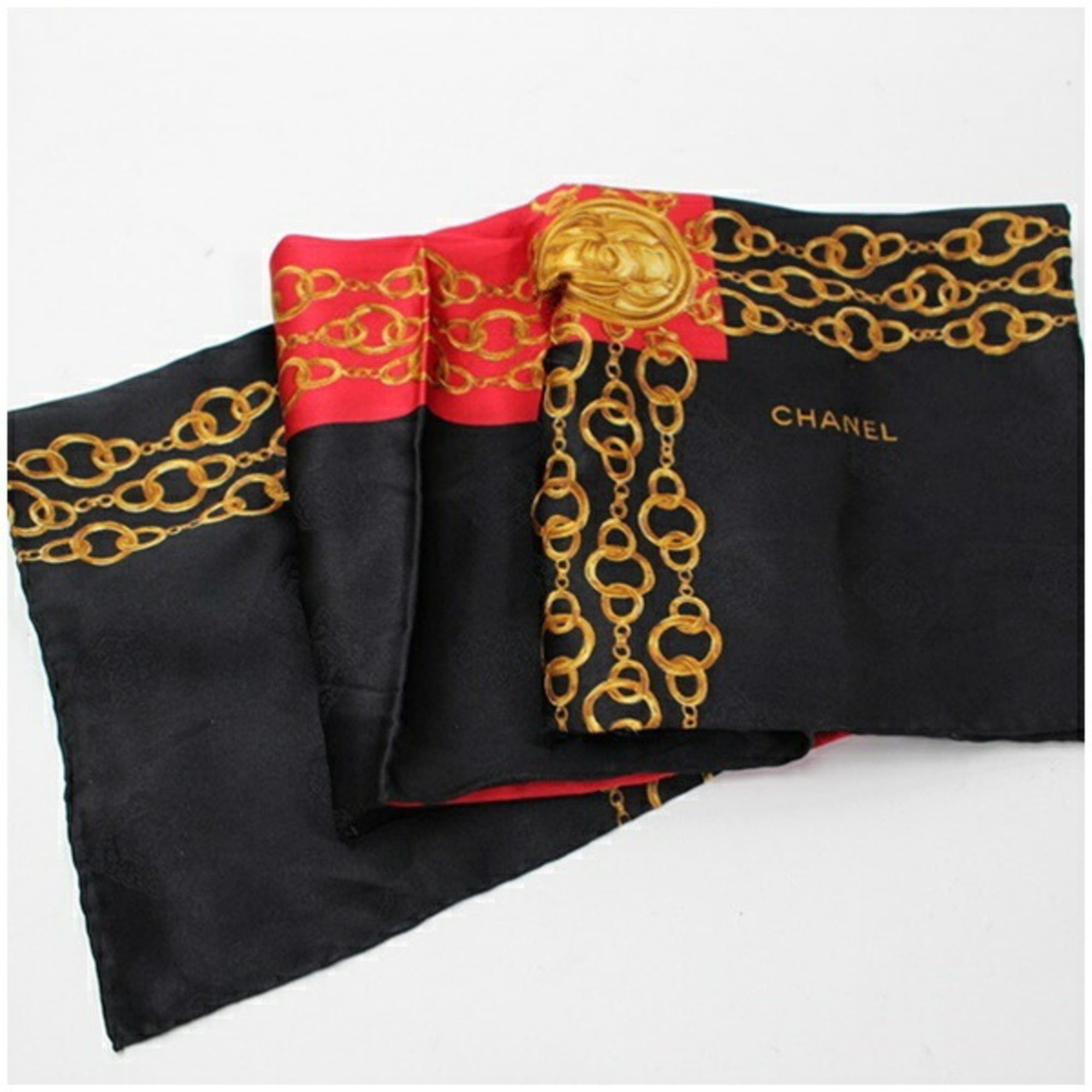 Chanel Chanel scarf muffler, red x black, CHANEL, women's. Size ONE SIZE - 7 Thumbnail