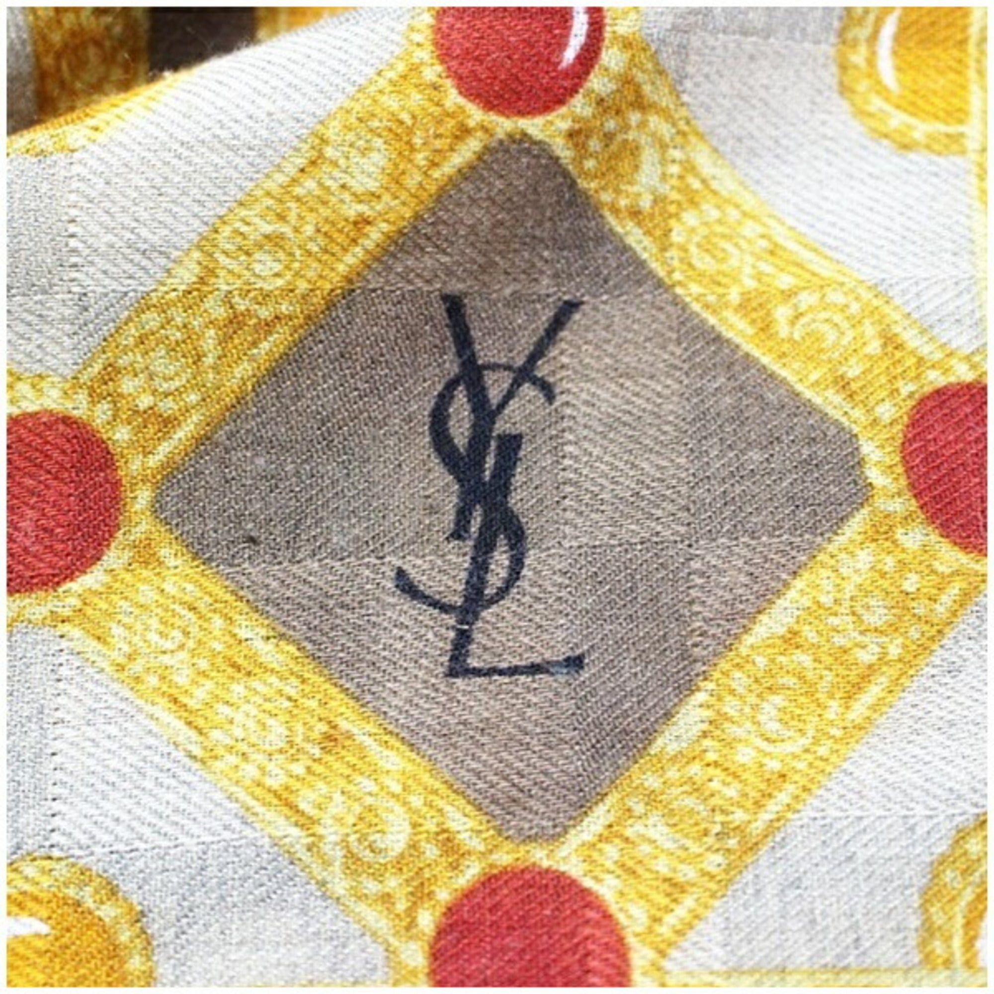 Yves Saint Laurent Yves Saint Laurent Wool Silk Large Scarf Stole Muffler Khaki x Mustard Red YVES SAINT LAURENT Women's Size ONE SIZE - 6 Thumbnail