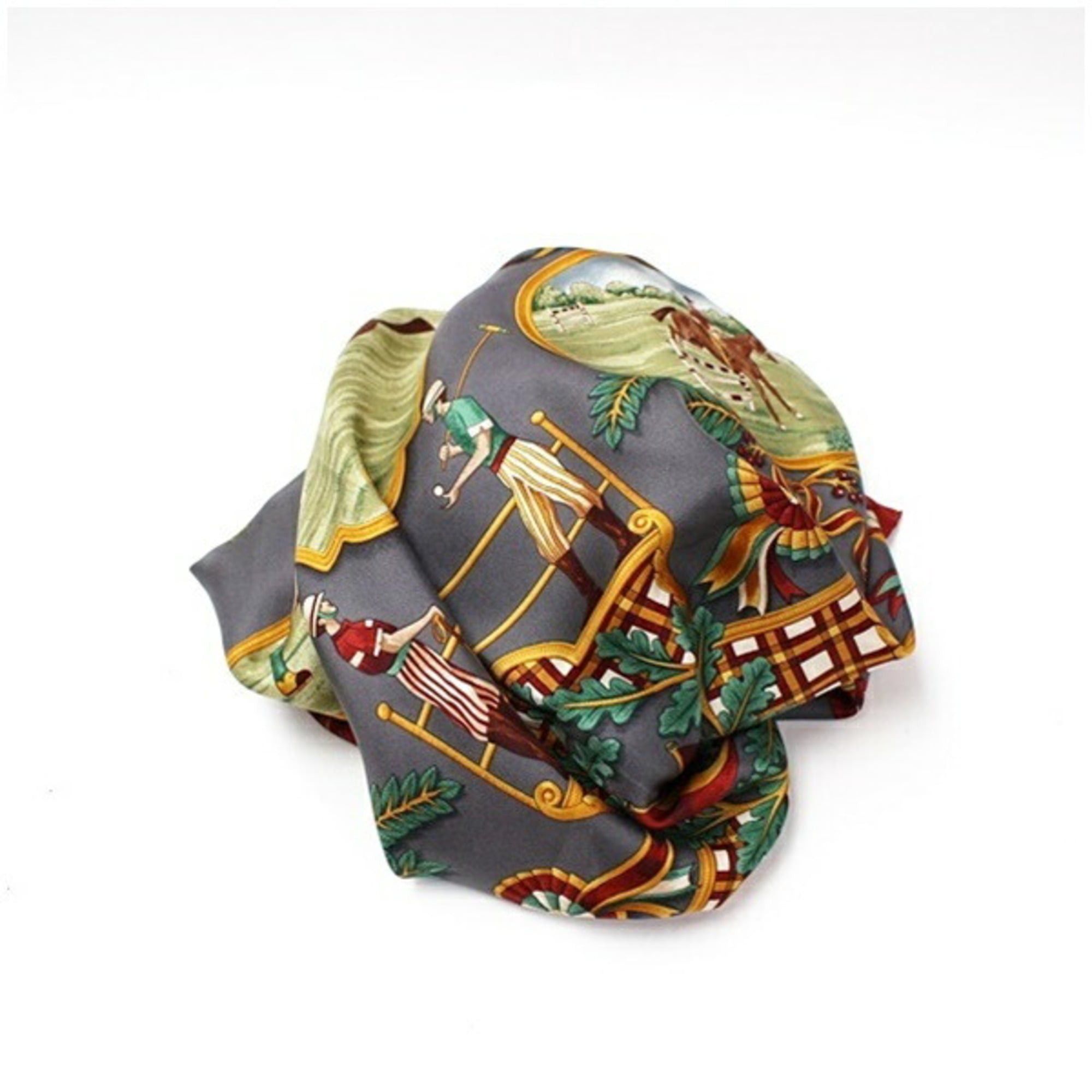 Salvatore Ferragamo Salvatore Ferragamo Silk Scarf/Muffler, Gray x Red, Ferragamo, Women's Size ONE SIZE - 7 Thumbnail