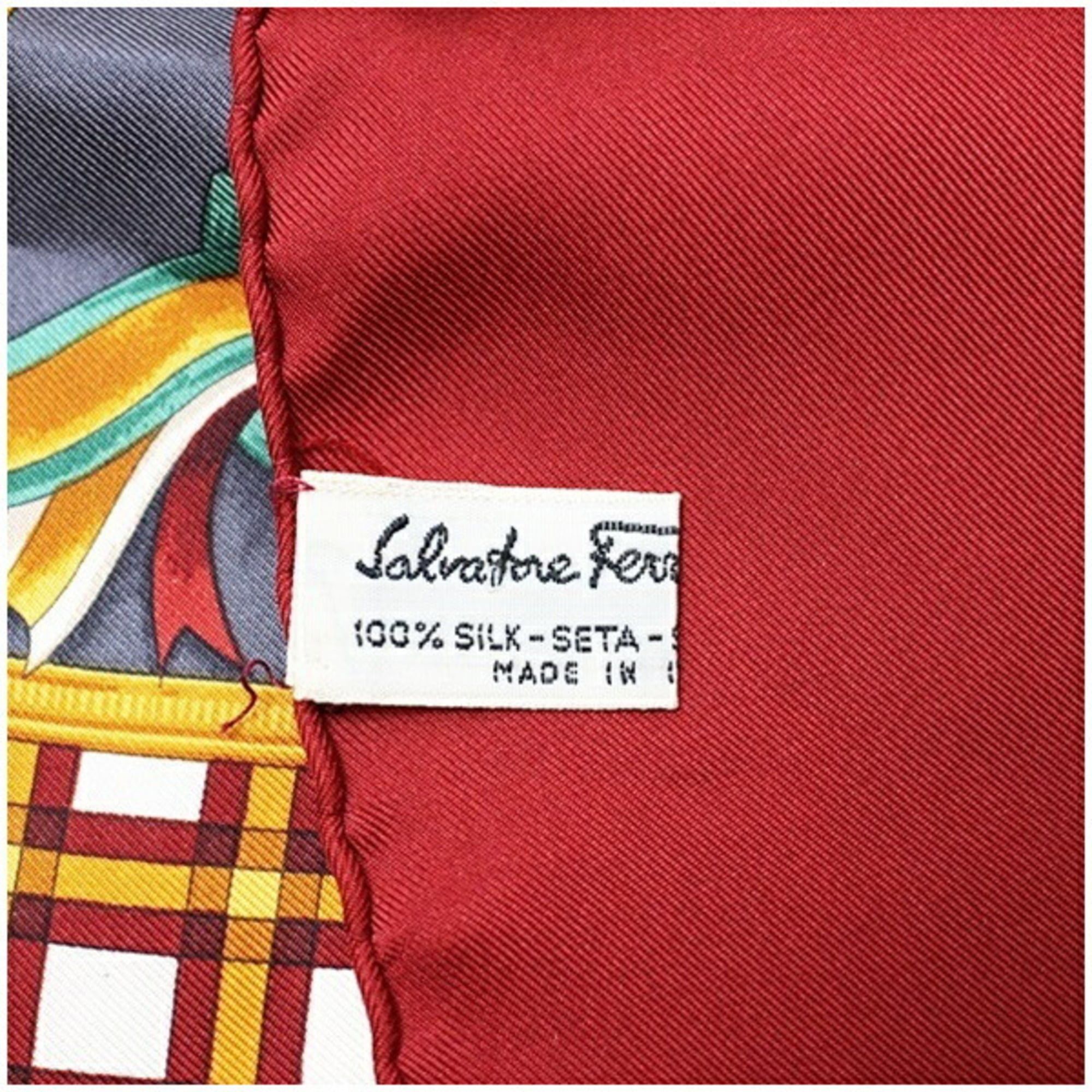 Salvatore Ferragamo Salvatore Ferragamo Silk Scarf/Muffler, Gray x Red, Ferragamo, Women's Size ONE SIZE - 5 Thumbnail