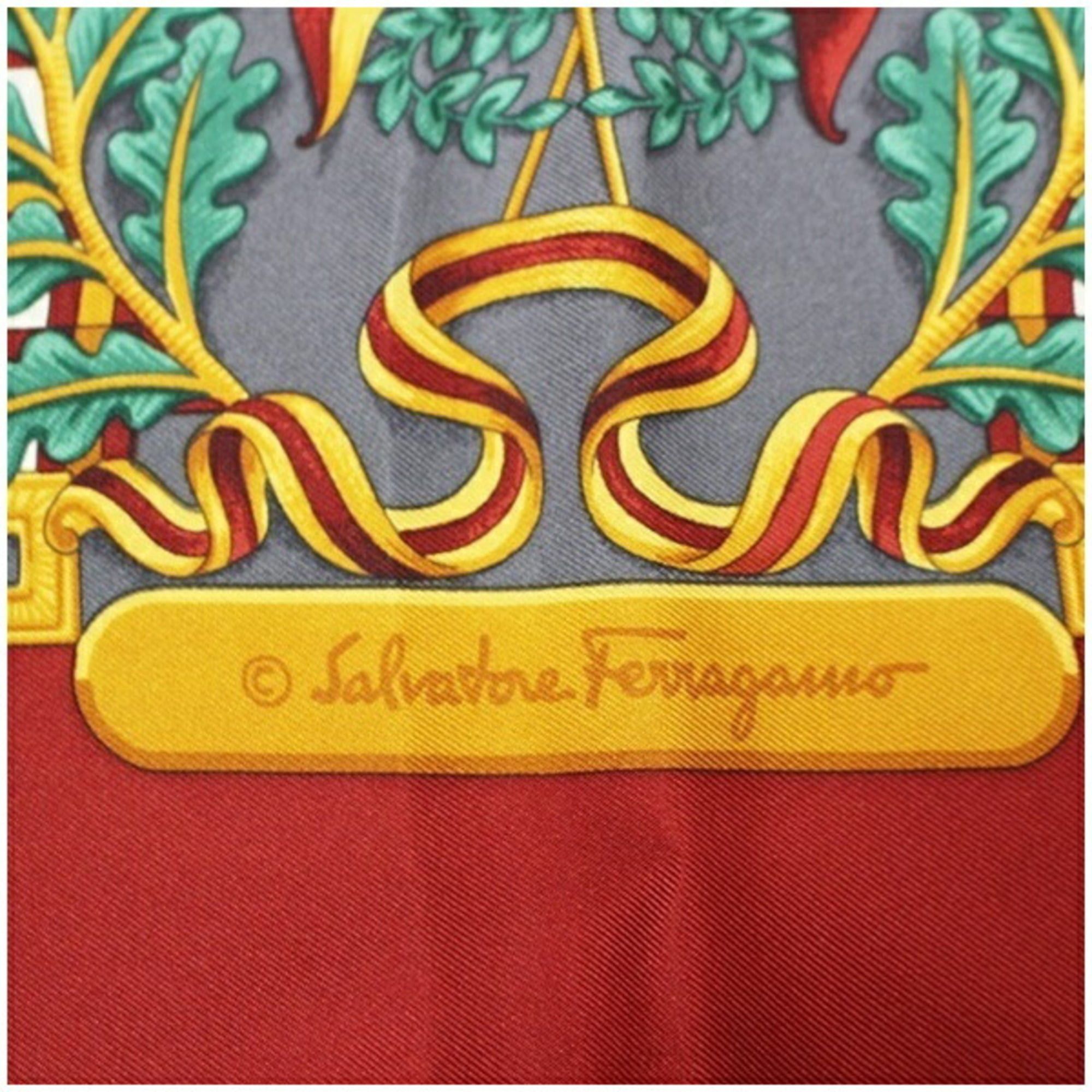 Salvatore Ferragamo Salvatore Ferragamo Silk Scarf/Muffler, Gray x Red, Ferragamo, Women's Size ONE SIZE - 6 Thumbnail
