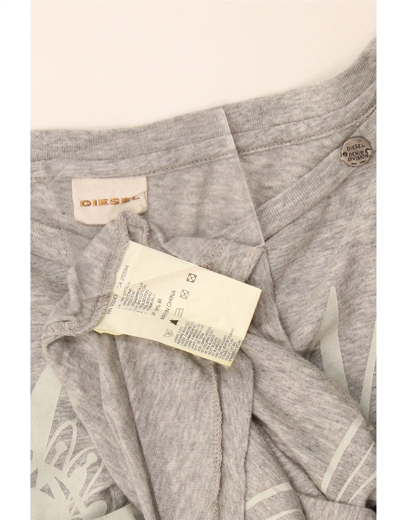 Diesel Womens Overd Graphic T-Shirt Top UK 14 Medium Grey Cotton Size XXL / US 16-18 / IT 52-54 - 3 Thumbnail