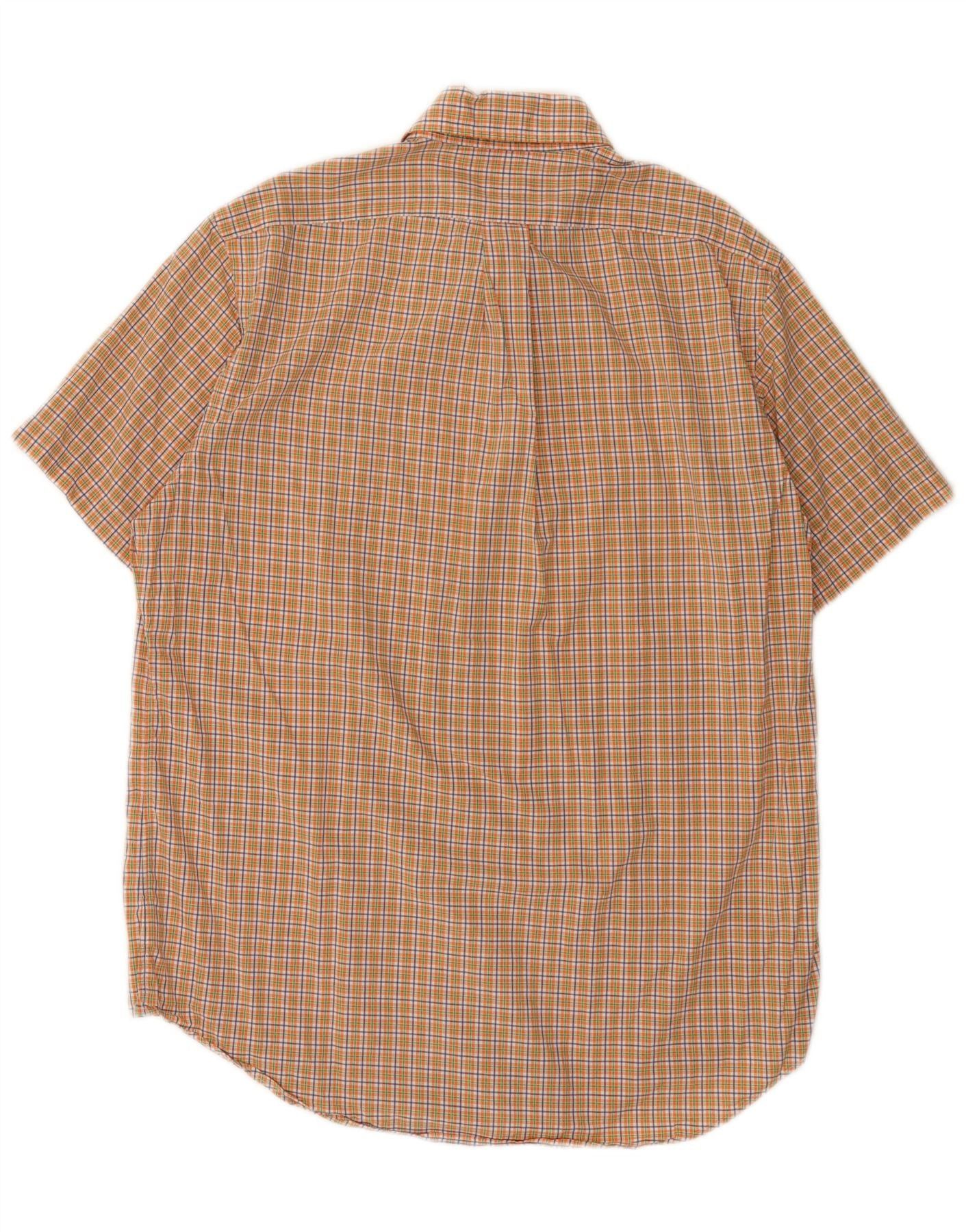 Ralph Lauren Mens Short Sleeve Shirt Medium Orange Check Cotton Size US M / EU 48-50 / 2 - 2 Thumbnail