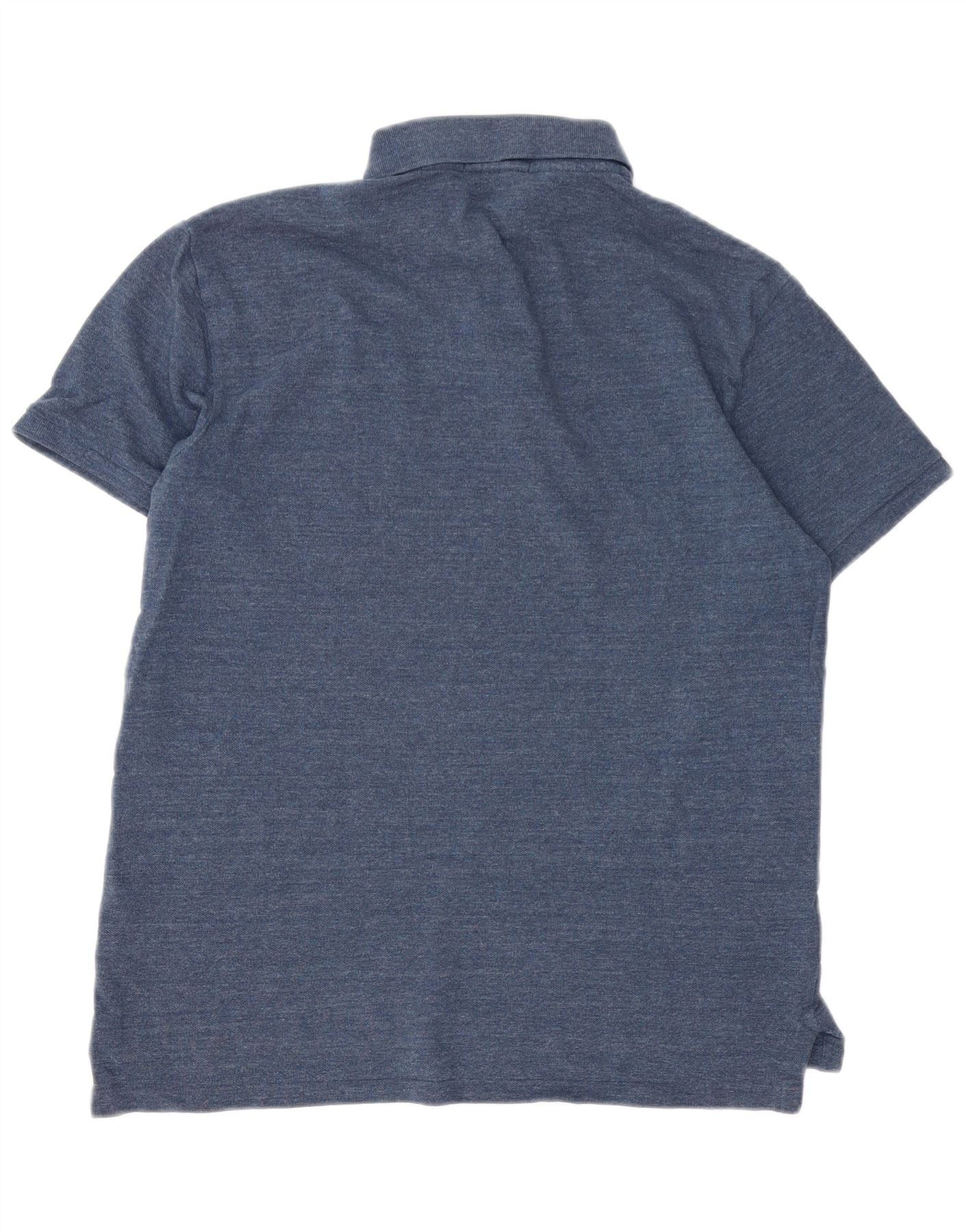 Polo Ralph Lauren Mens Slim Fit Polo Shirt Large Navy Blue Flecked Cotton Size US M / EU 48-50 / 2 - 2 Thumbnail