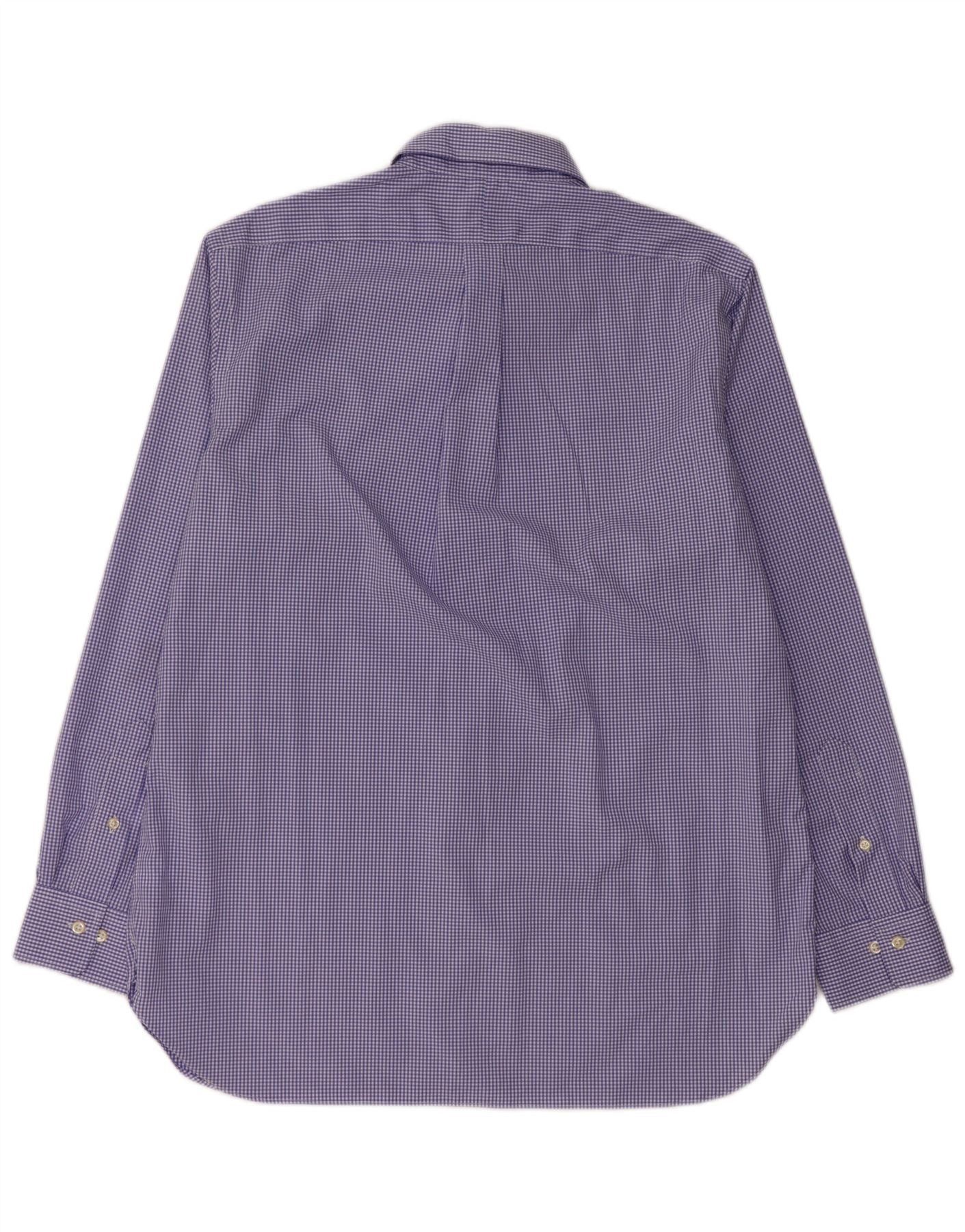 Ralph Lauren Mens Shirt 16 1/2 Large Blue Gingham Cotton Size US L / EU 52-54 / 3 - 2 Thumbnail