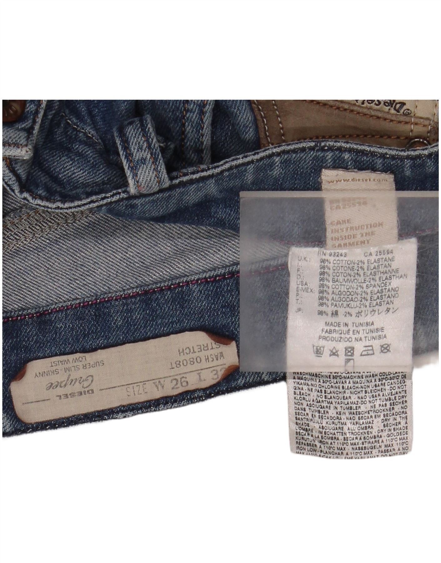 Diesel Womens Grupee Low Waist Super Slim Skinny Jeans W26 L30 Blue Size 26" / US 2 / IT 38 - 4 Thumbnail