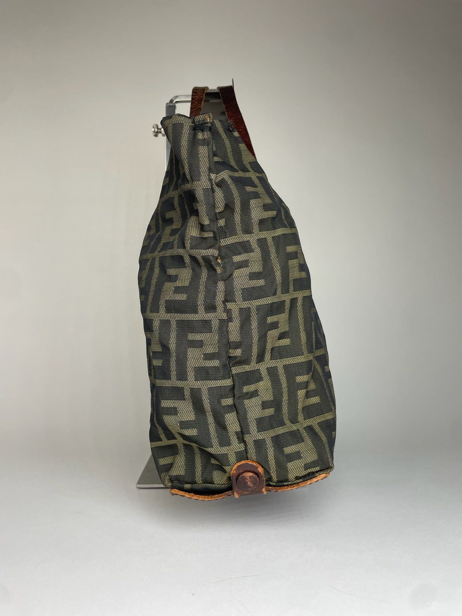 Fendi Vintage FF Monogram Canvas Leather Handbag Khaki Brown Size ONE SIZE - 10 Thumbnail