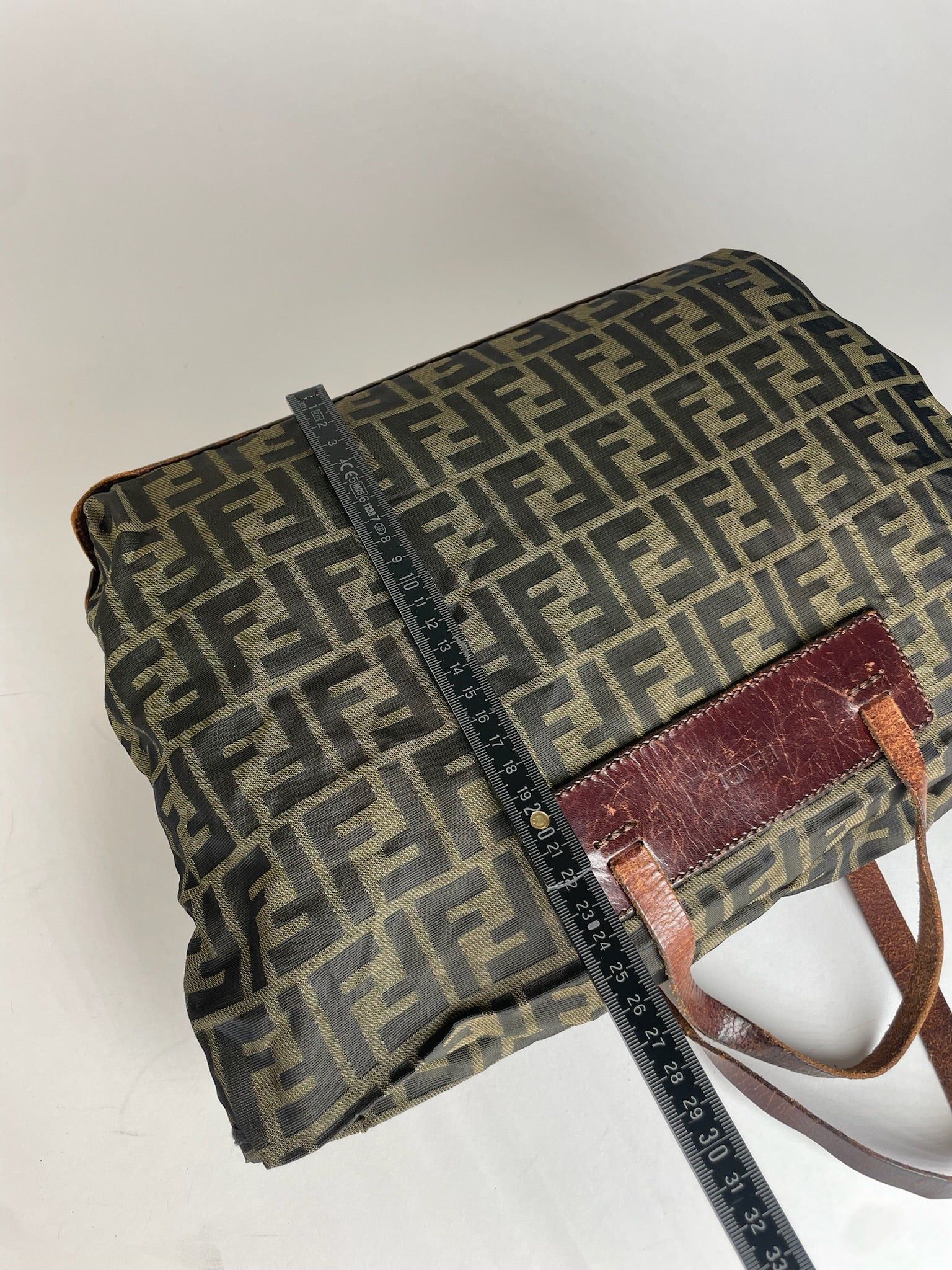 Fendi Vintage FF Monogram Canvas Leather Handbag Khaki Brown Size ONE SIZE - 13 Thumbnail