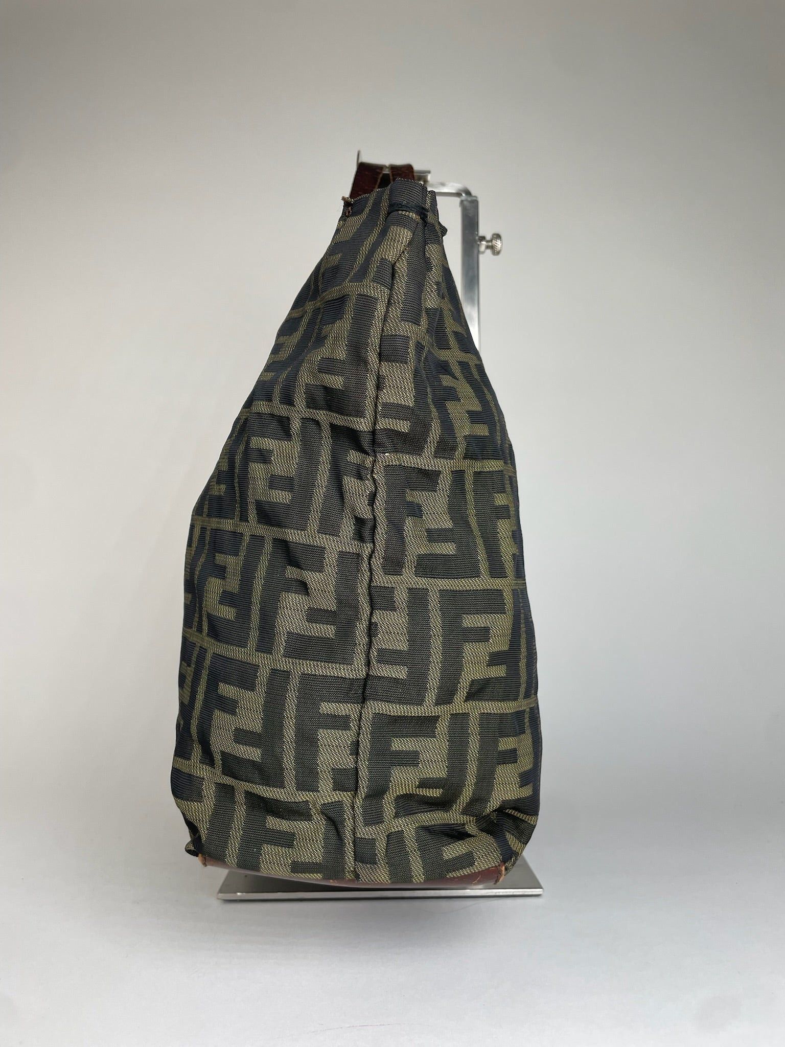 Fendi Vintage FF Monogram Canvas Leather Handbag Khaki Brown Size ONE SIZE - 8 Thumbnail