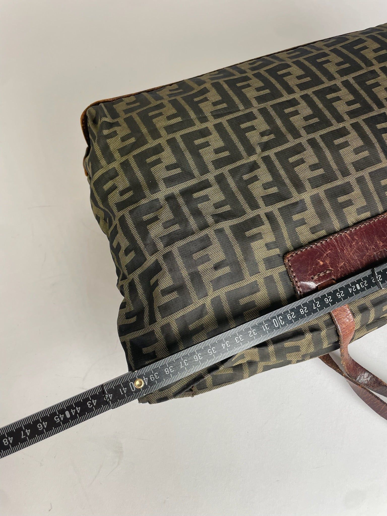 Fendi Vintage FF Monogram Canvas Leather Handbag Khaki Brown Size ONE SIZE - 14 Thumbnail