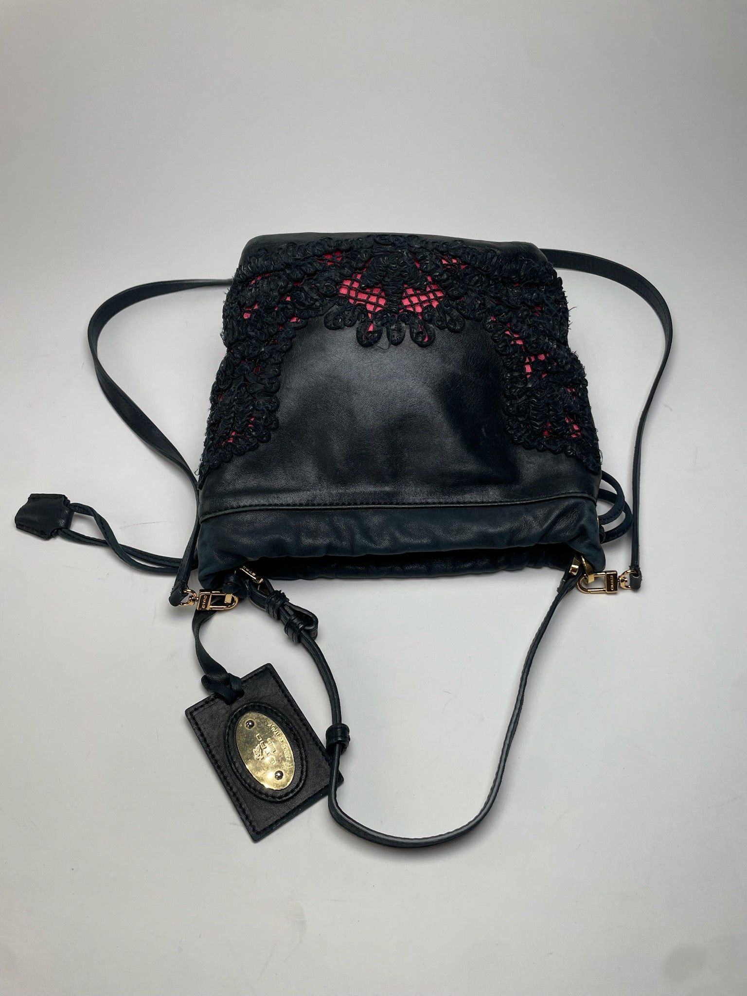 Etro Vintage 2Way Leather Handbag Black Size ONE SIZE - 9 Thumbnail