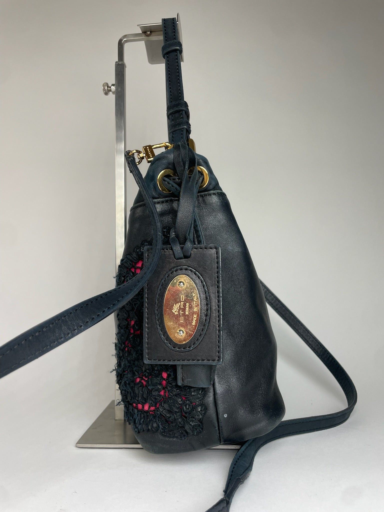 Etro Vintage 2Way Leather Handbag Black Size ONE SIZE - 12 Thumbnail