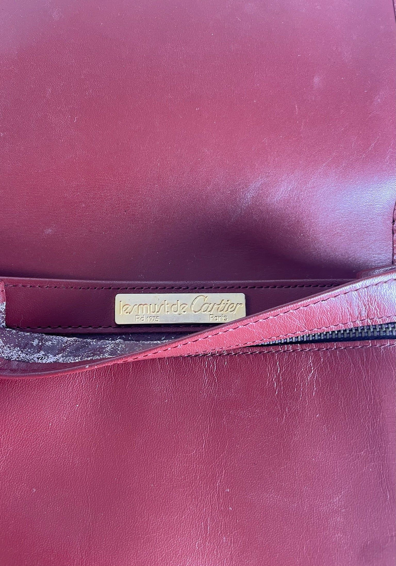 Cartier Vintage Leather Shoulder Bag Burgundy Size ONE SIZE - 4 Thumbnail