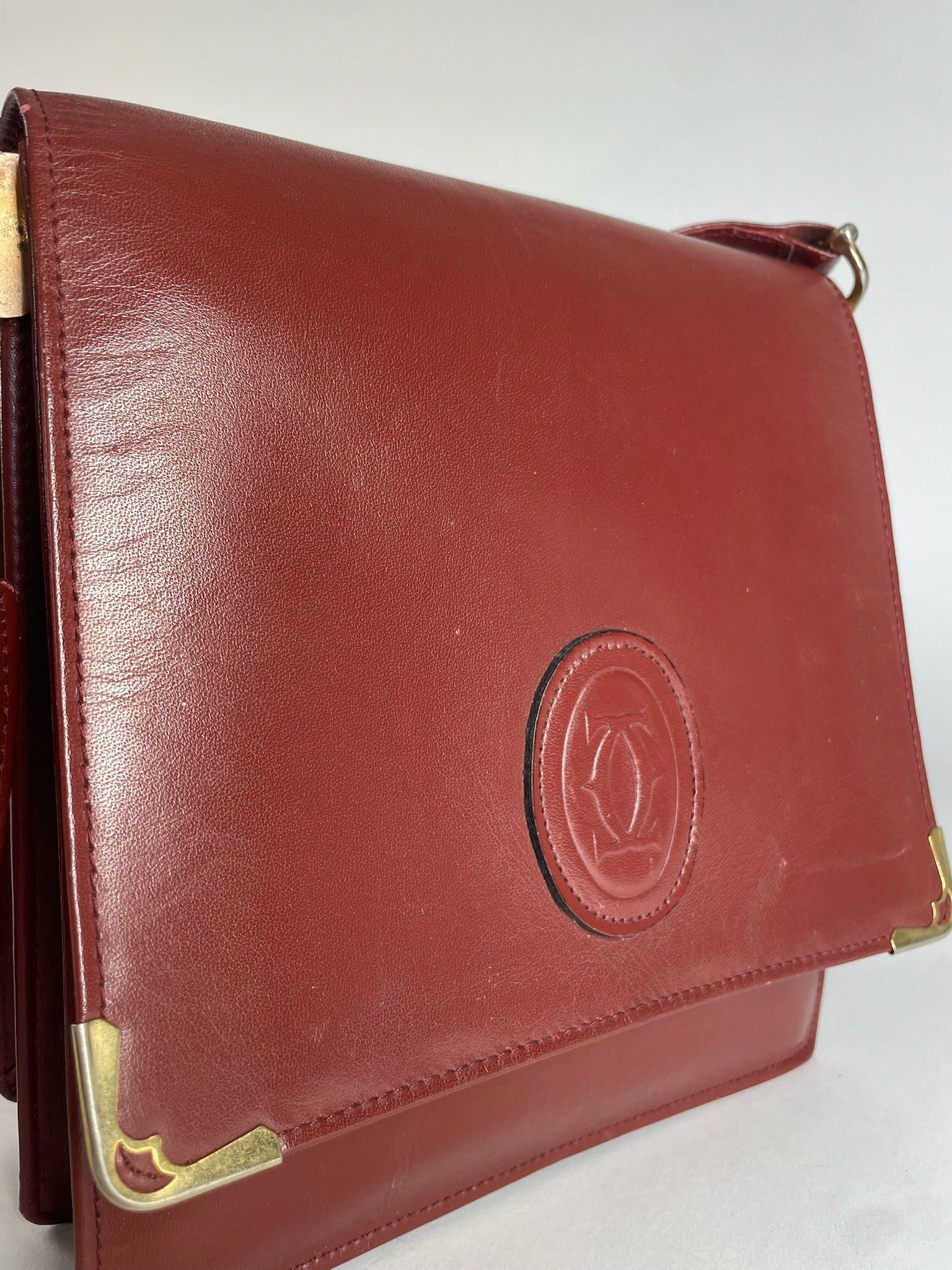 Cartier Vintage Leather Shoulder Bag Burgundy Size ONE SIZE - 8 Thumbnail