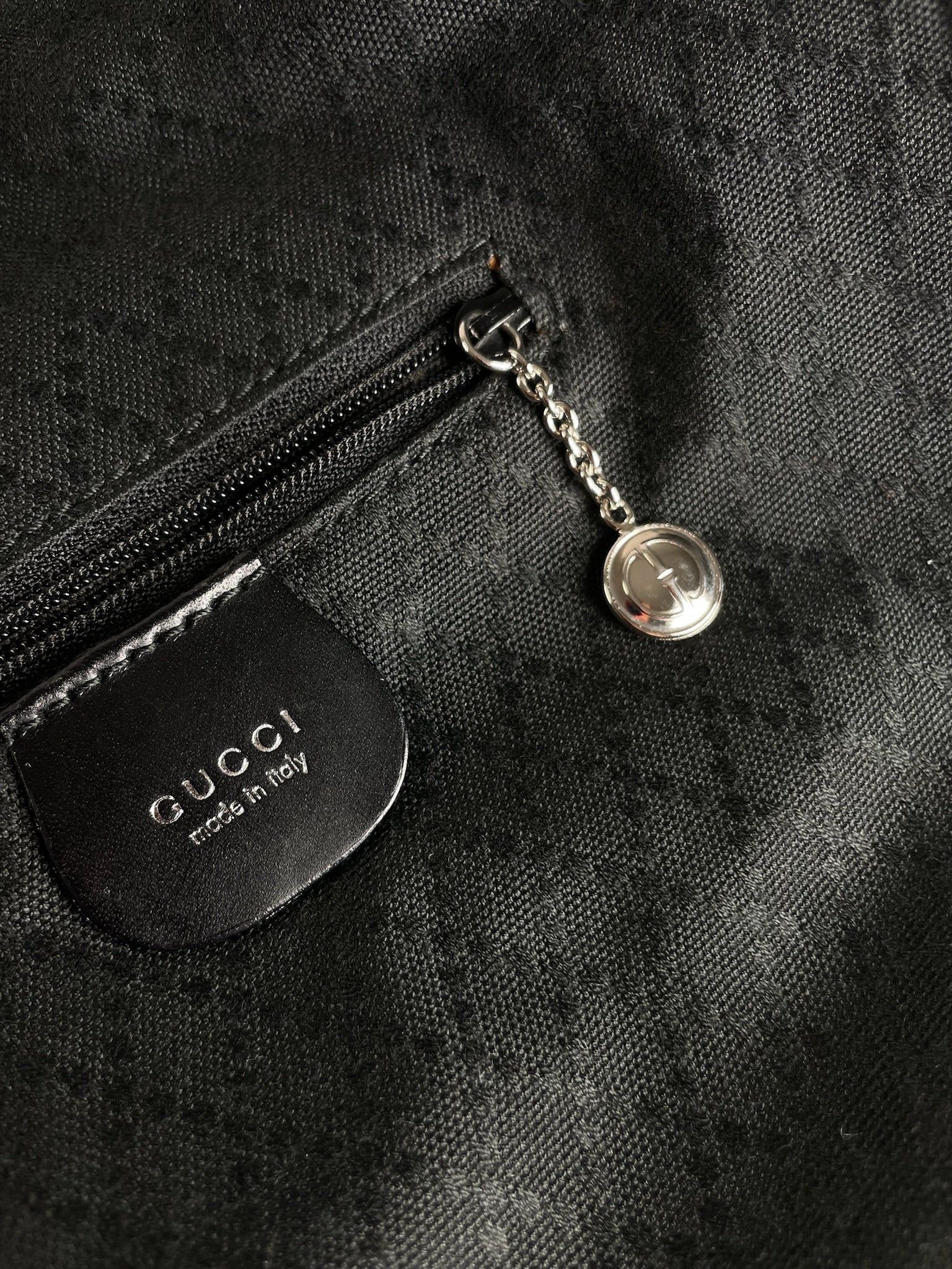 Gucci Vintage Leather / Canvas Hobo Handbag Black Size ONE SIZE - 4 Thumbnail