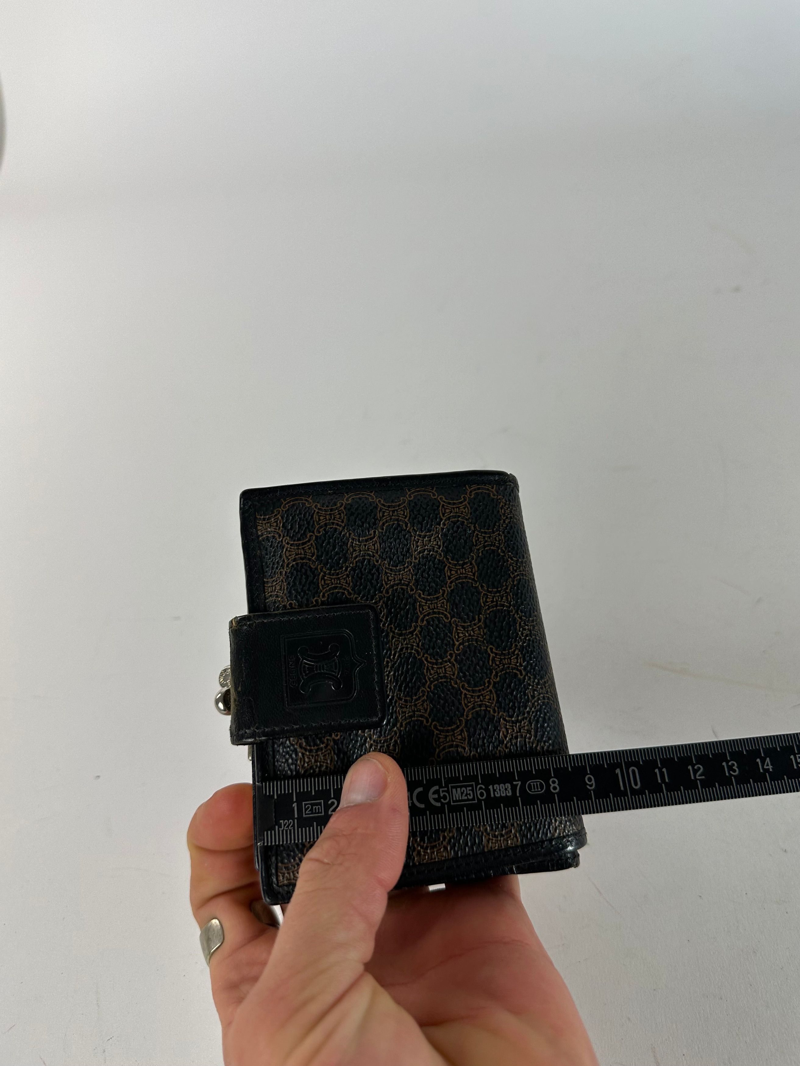 Celine Vintage Paris Triomphe Monogram Leather Wallet Black Brown Size ONE SIZE - 9 Thumbnail