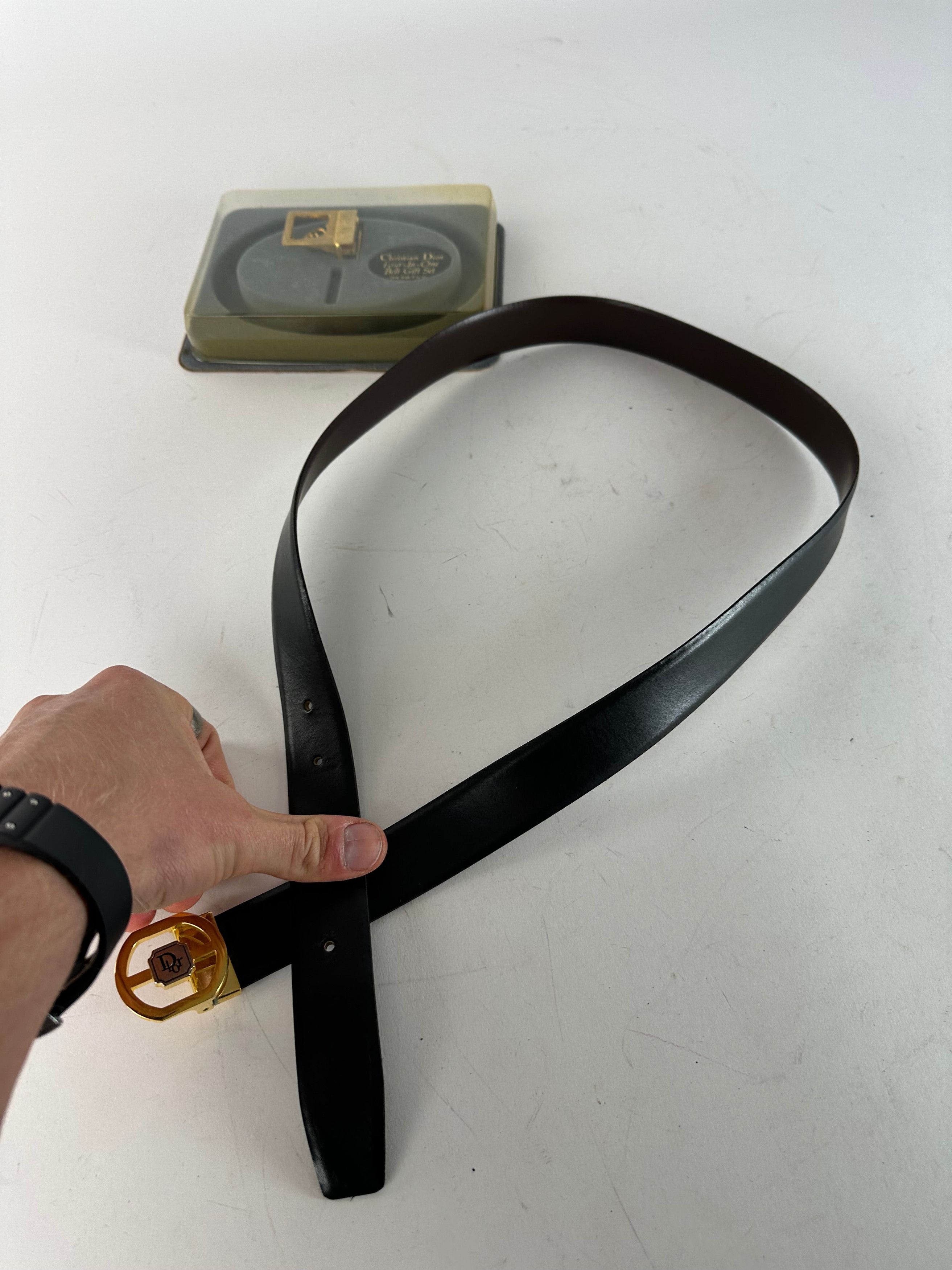 Dior Vintage 4 in 1 Leather Belt Set Black Brown New Size ONE SIZE - 8 Thumbnail