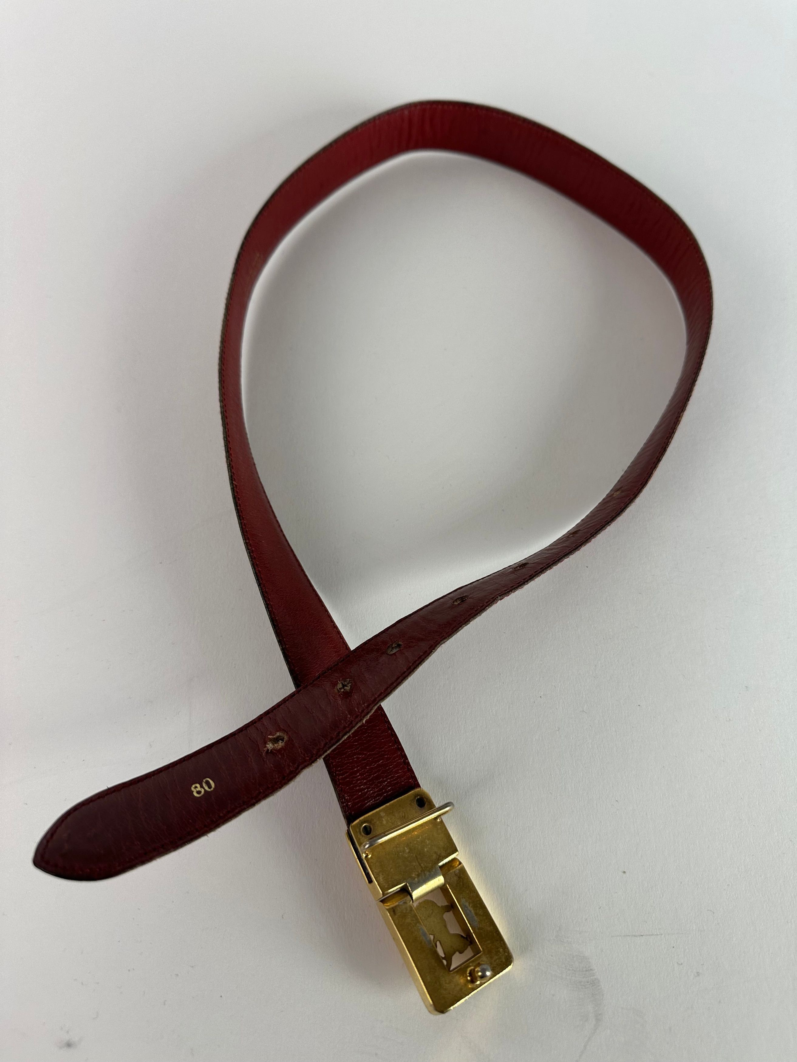 Celine Vintage Paris Leather Belt Burgundy Size ONE SIZE - 8 Thumbnail
