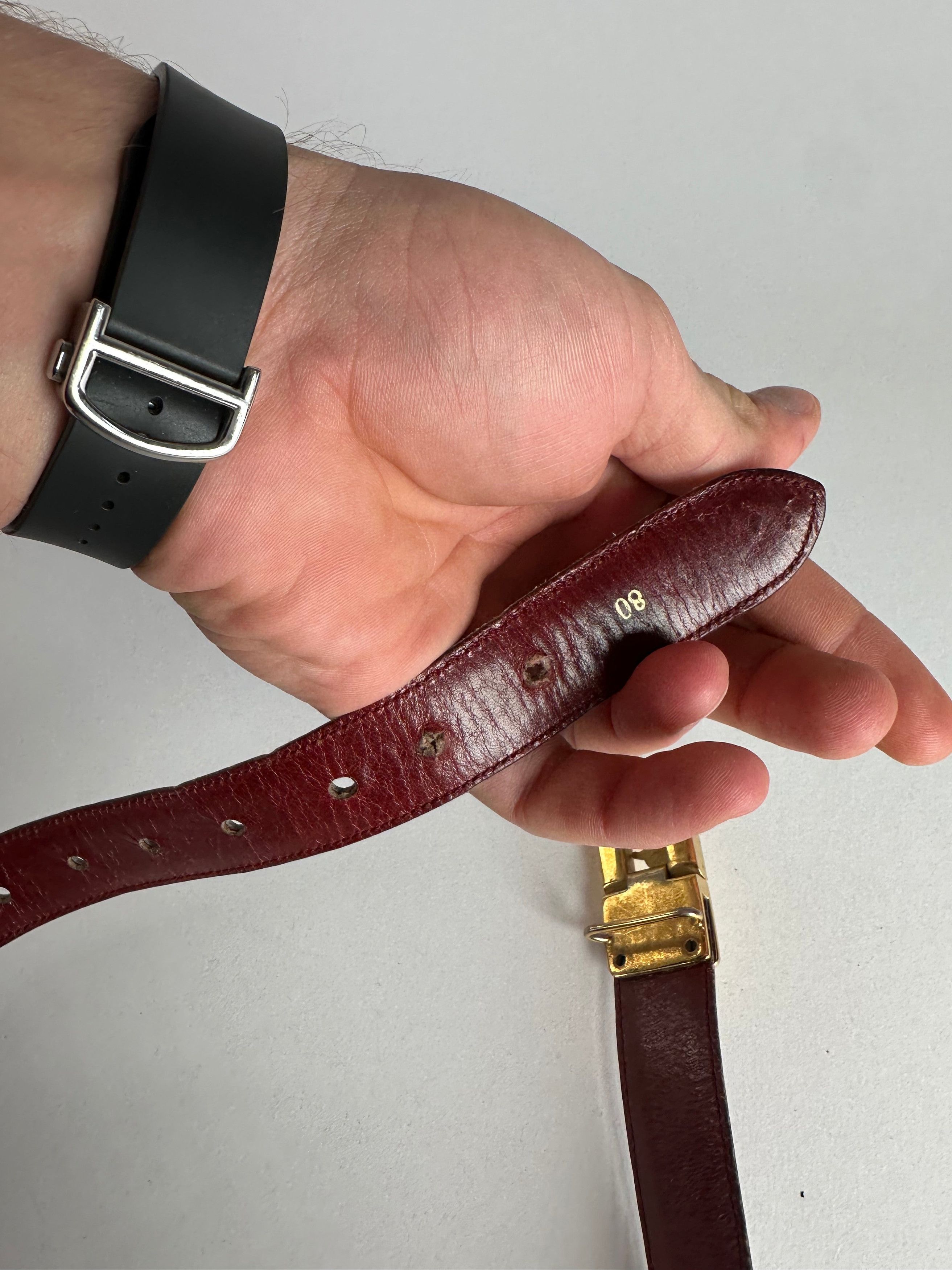Celine Vintage Paris Leather Belt Burgundy Size ONE SIZE - 4 Thumbnail