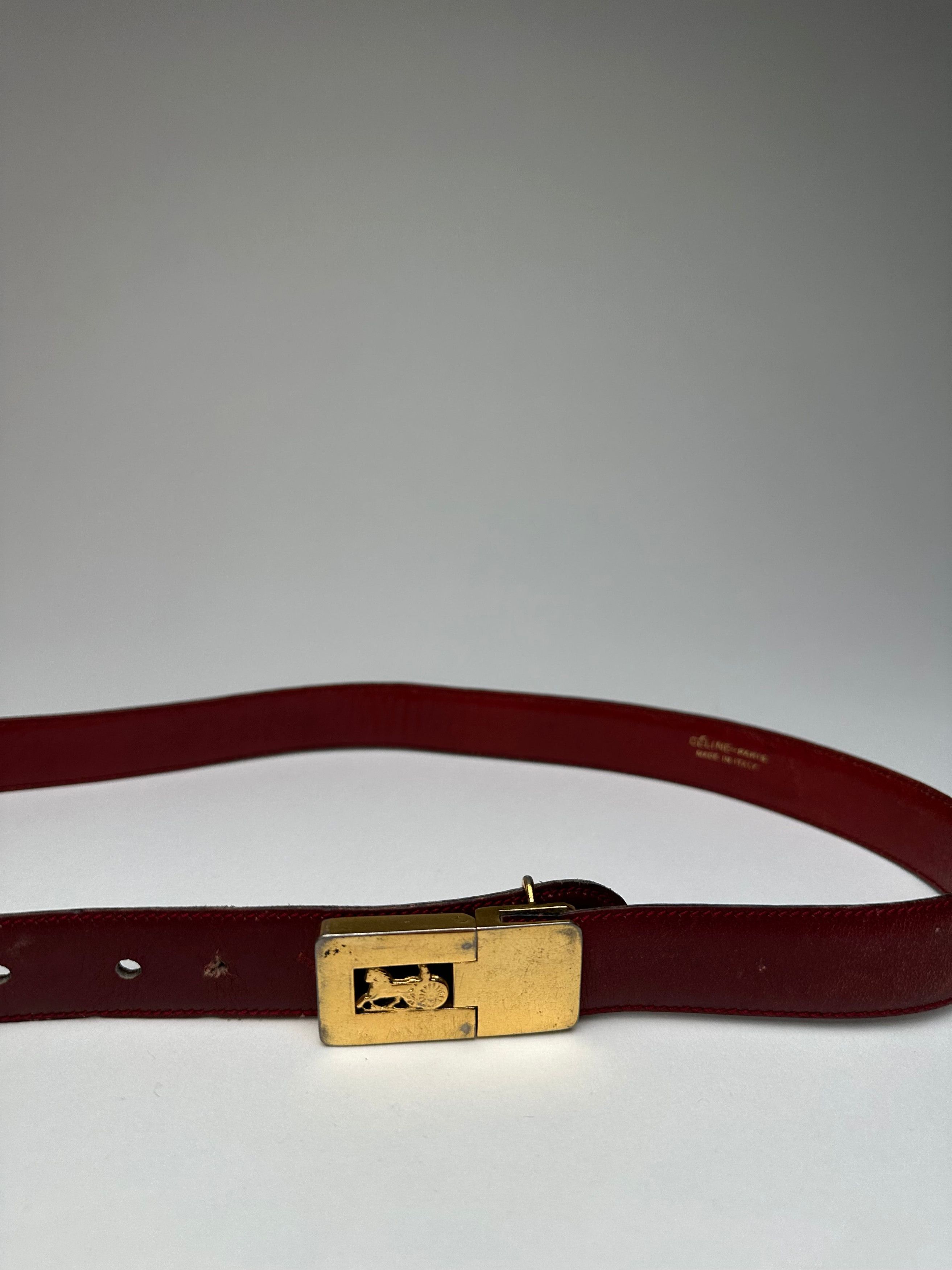 Celine Vintage Paris Leather Belt Burgundy Size ONE SIZE - 5 Thumbnail