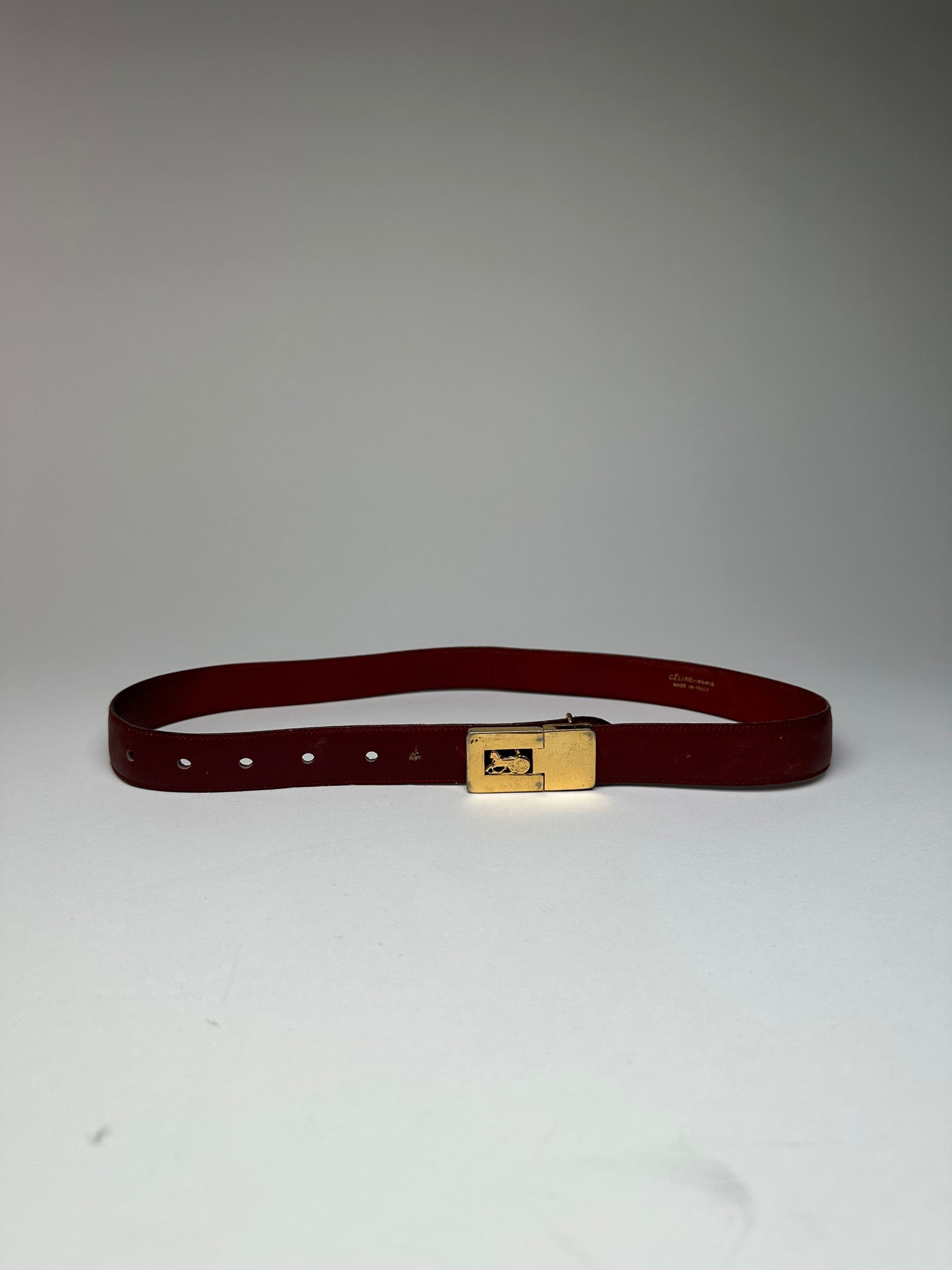 Celine Vintage Paris Leather Belt Burgundy Size ONE SIZE - 11 Thumbnail