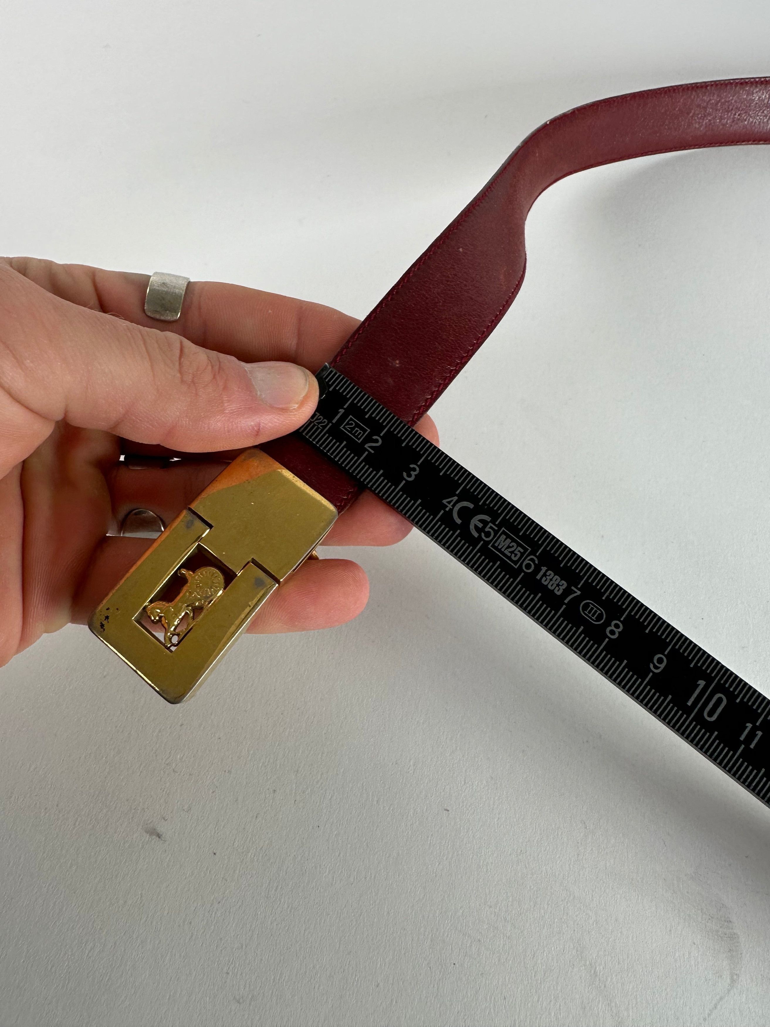 Celine Vintage Paris Leather Belt Burgundy Size ONE SIZE - 10 Thumbnail