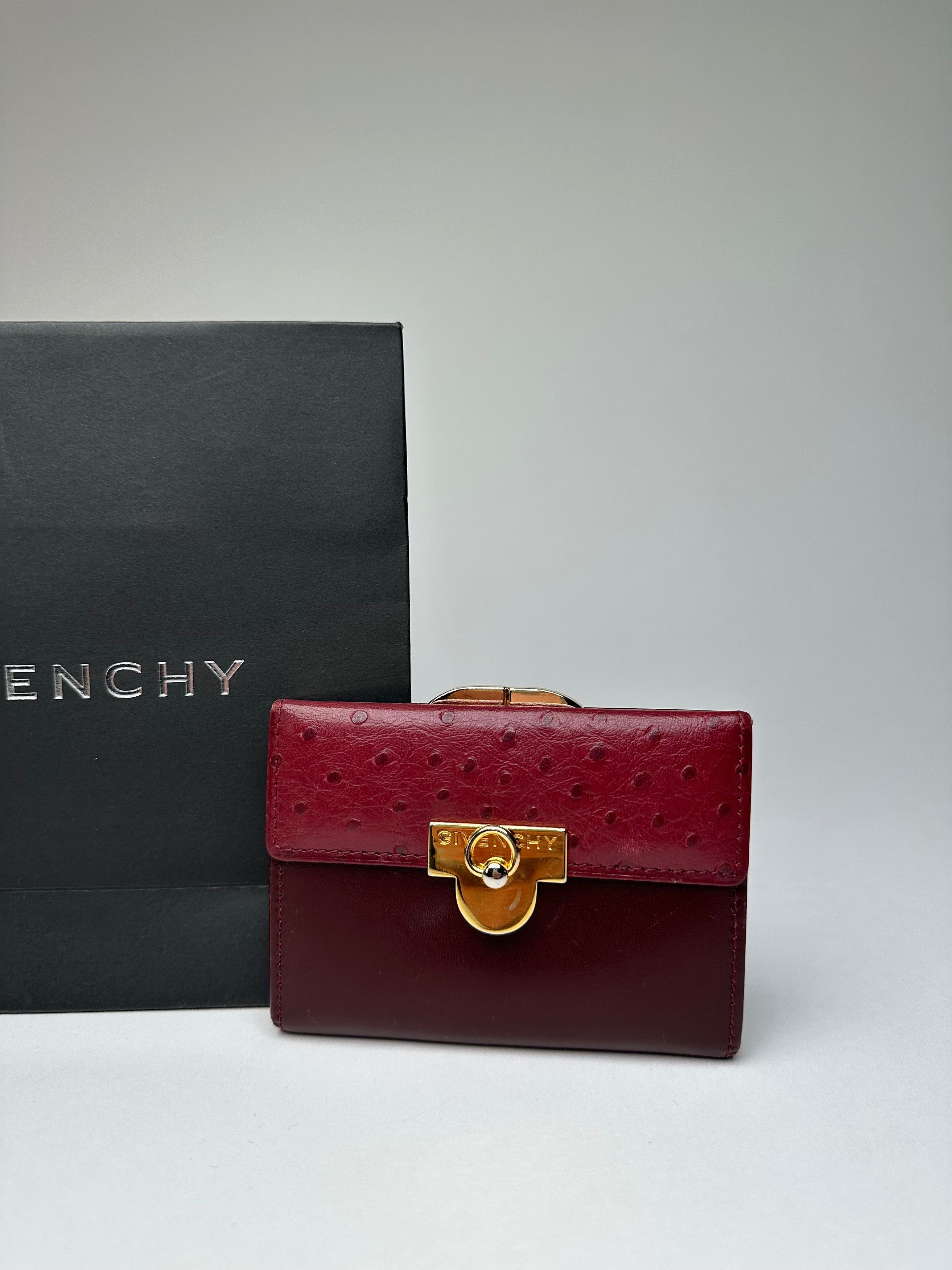 Givenchy Vintage Ostrich / Leather Card Holder Purple Size ONE SIZE - 5 Thumbnail