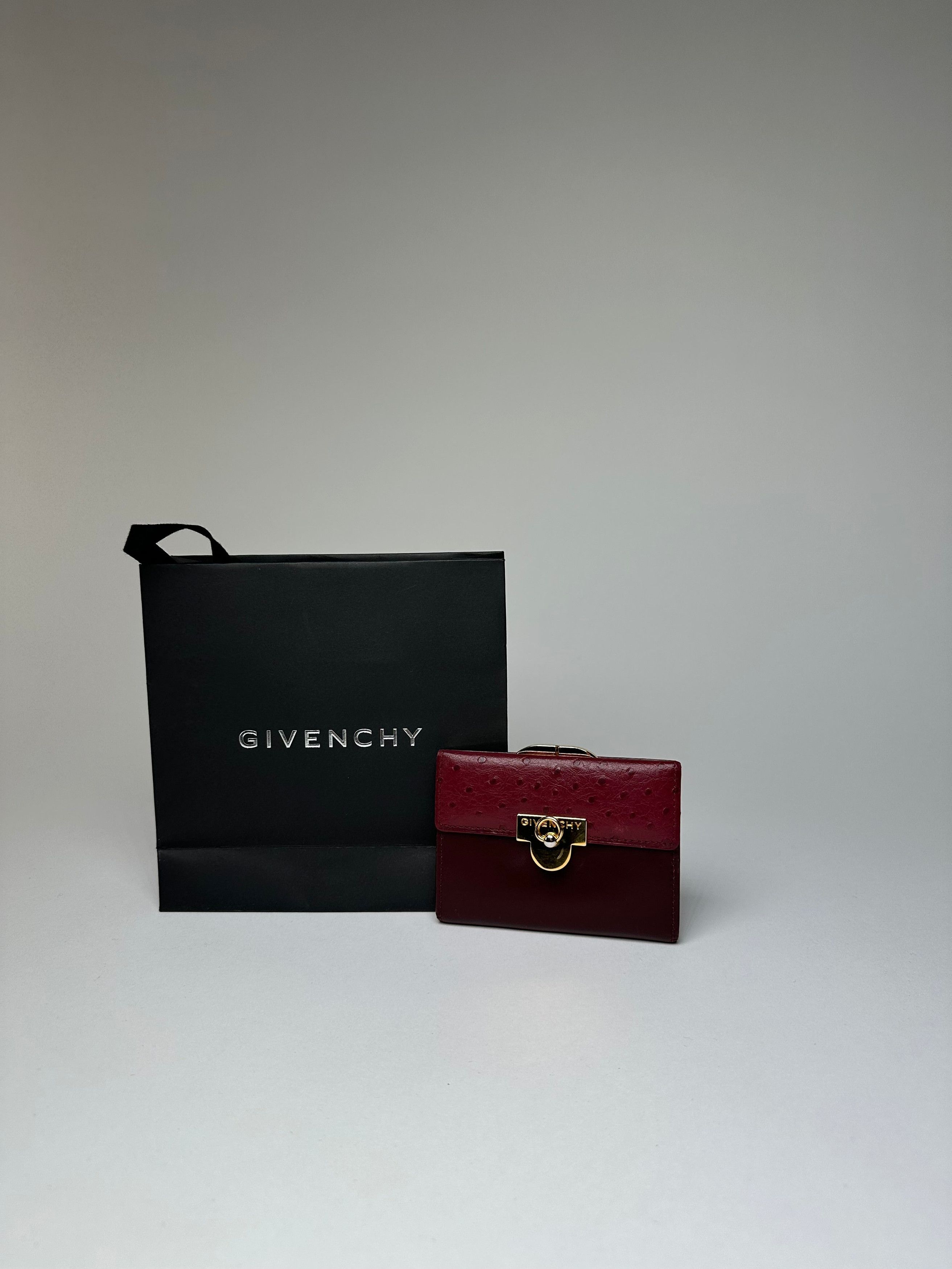 Givenchy Vintage Ostrich / Leather Card Holder Purple Size ONE SIZE - 9 Thumbnail