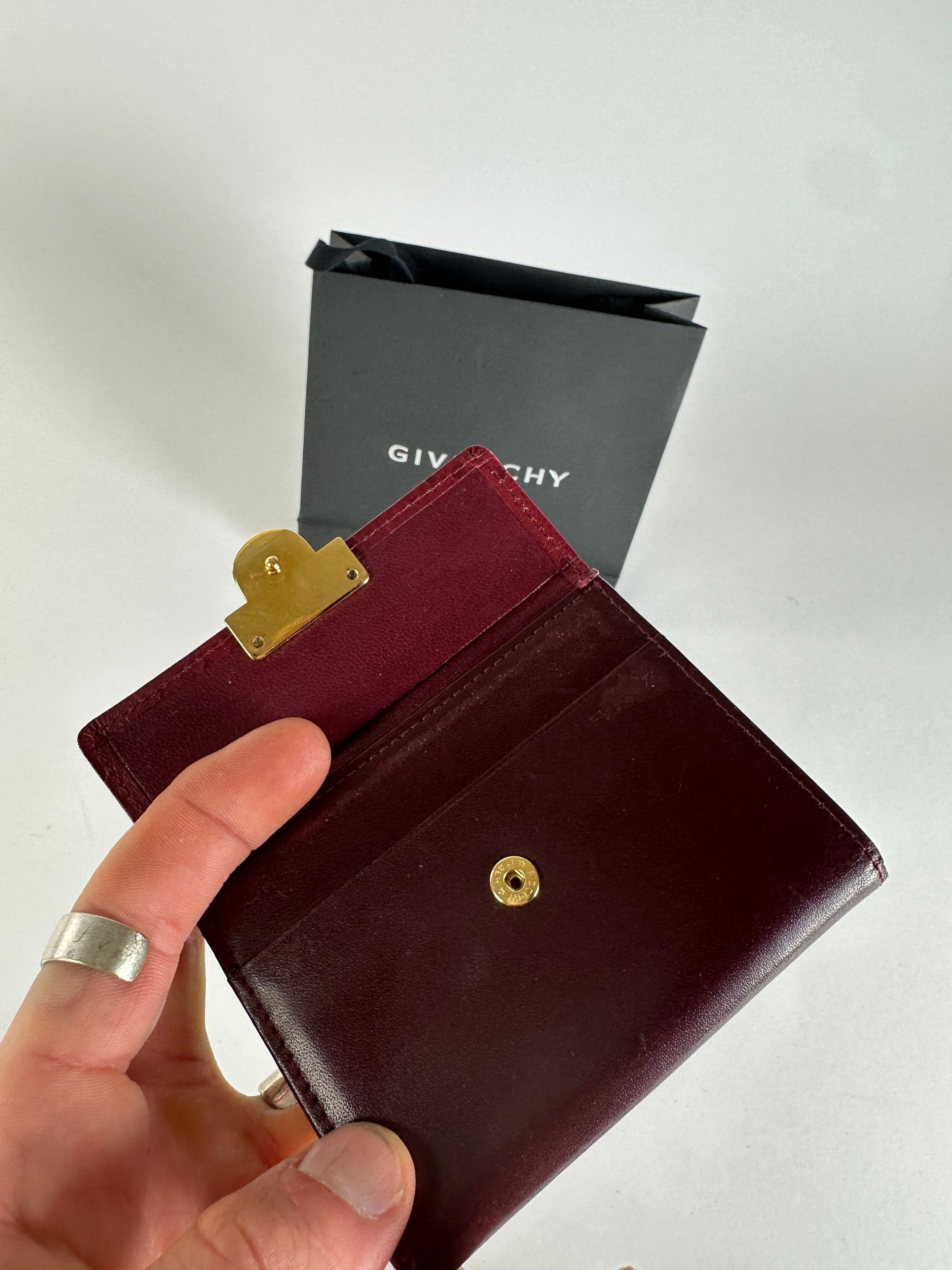 Givenchy Vintage Ostrich / Leather Card Holder Purple Size ONE SIZE - 3 Thumbnail