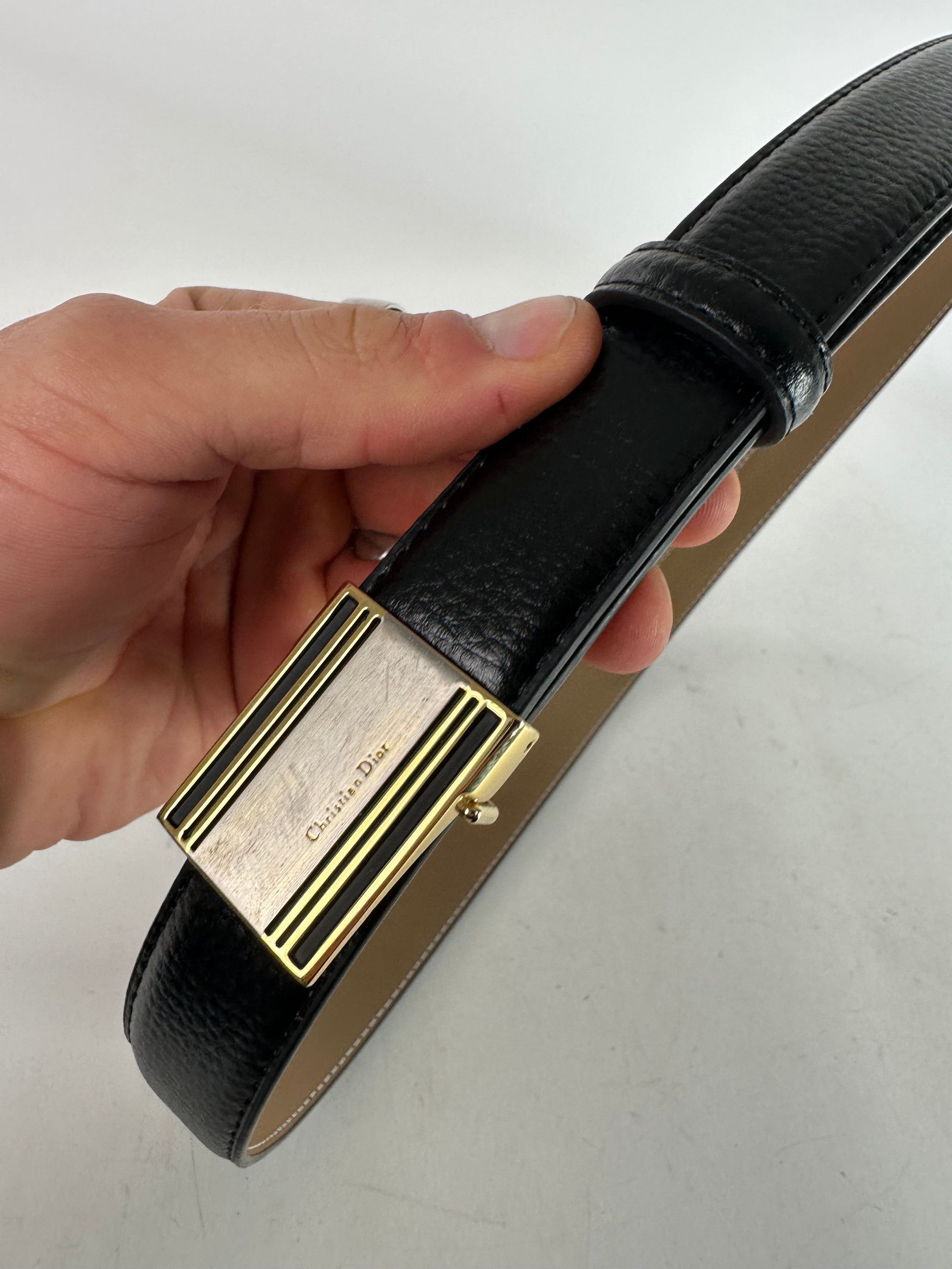 Dior Vintage Burberry Snake Emblossed Leather Belt Black Size ONE SIZE - 2 Thumbnail