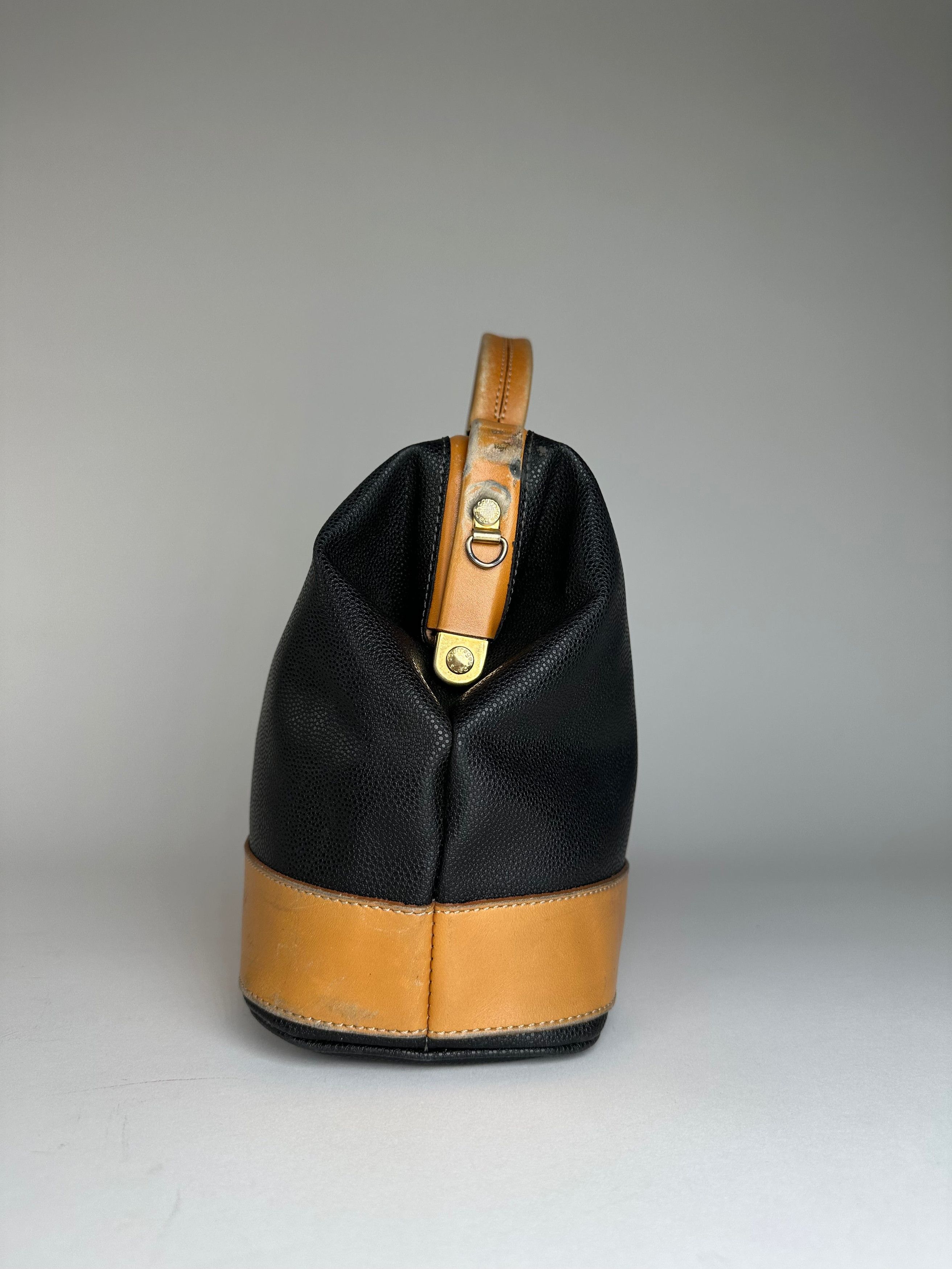 Courreges Vintage Paris Leather 2Way Handbag Black Brown Size ONE SIZE - 4 Thumbnail