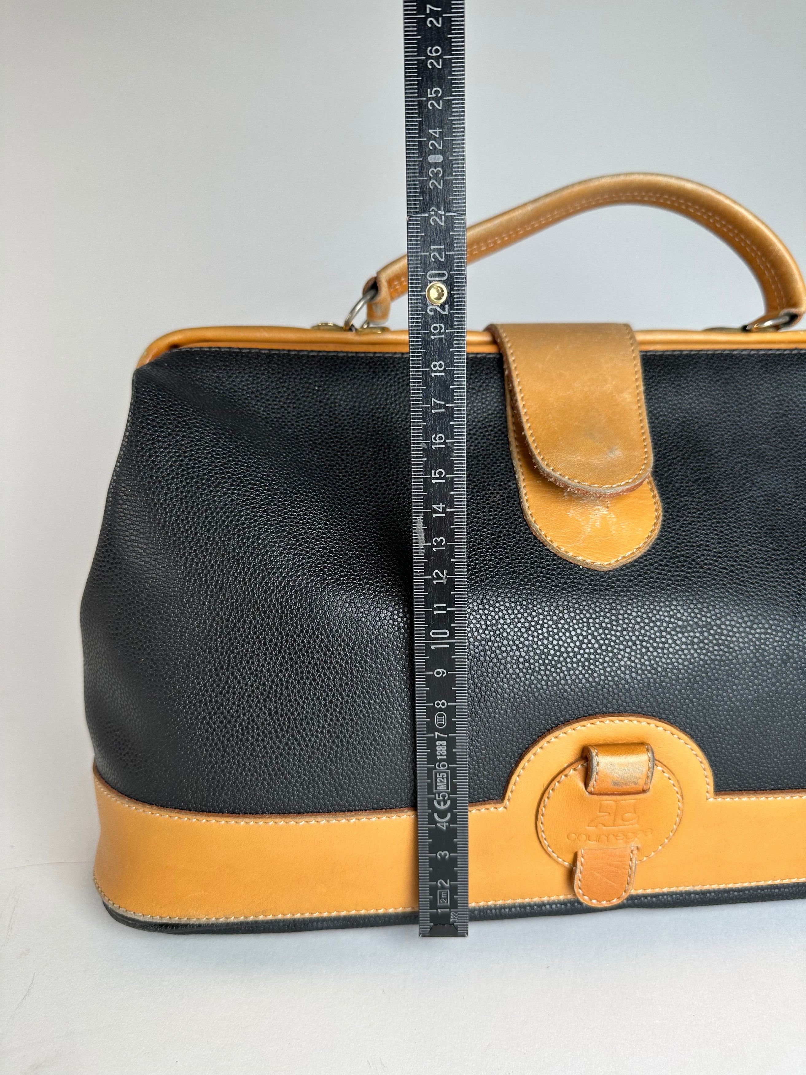 Courreges Vintage Paris Leather 2Way Handbag Black Brown Size ONE SIZE - 14 Thumbnail