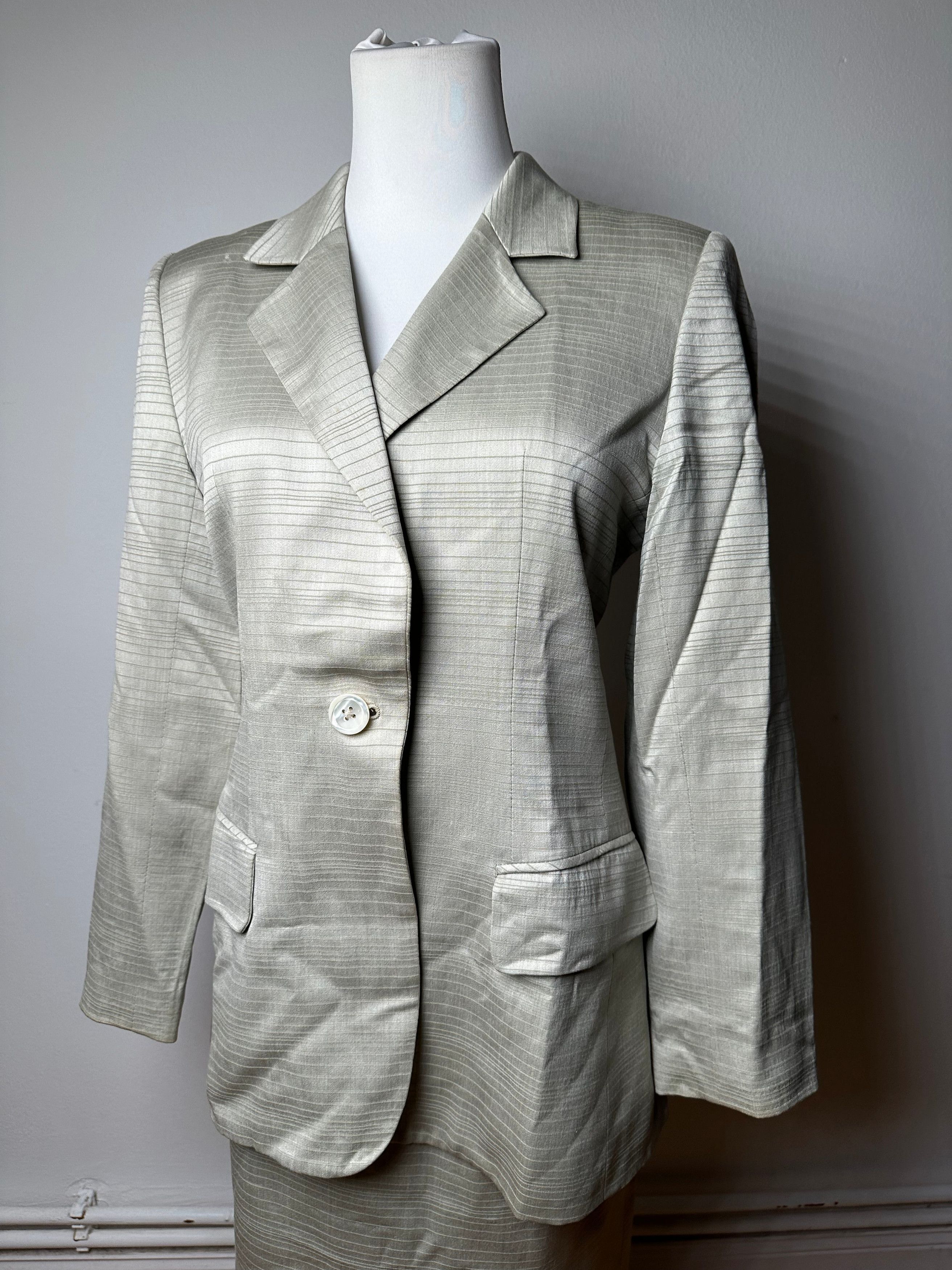 Chloe Vintage Striped Twin Set Silver L Size L / US 10 / IT 46 - 14 Thumbnail