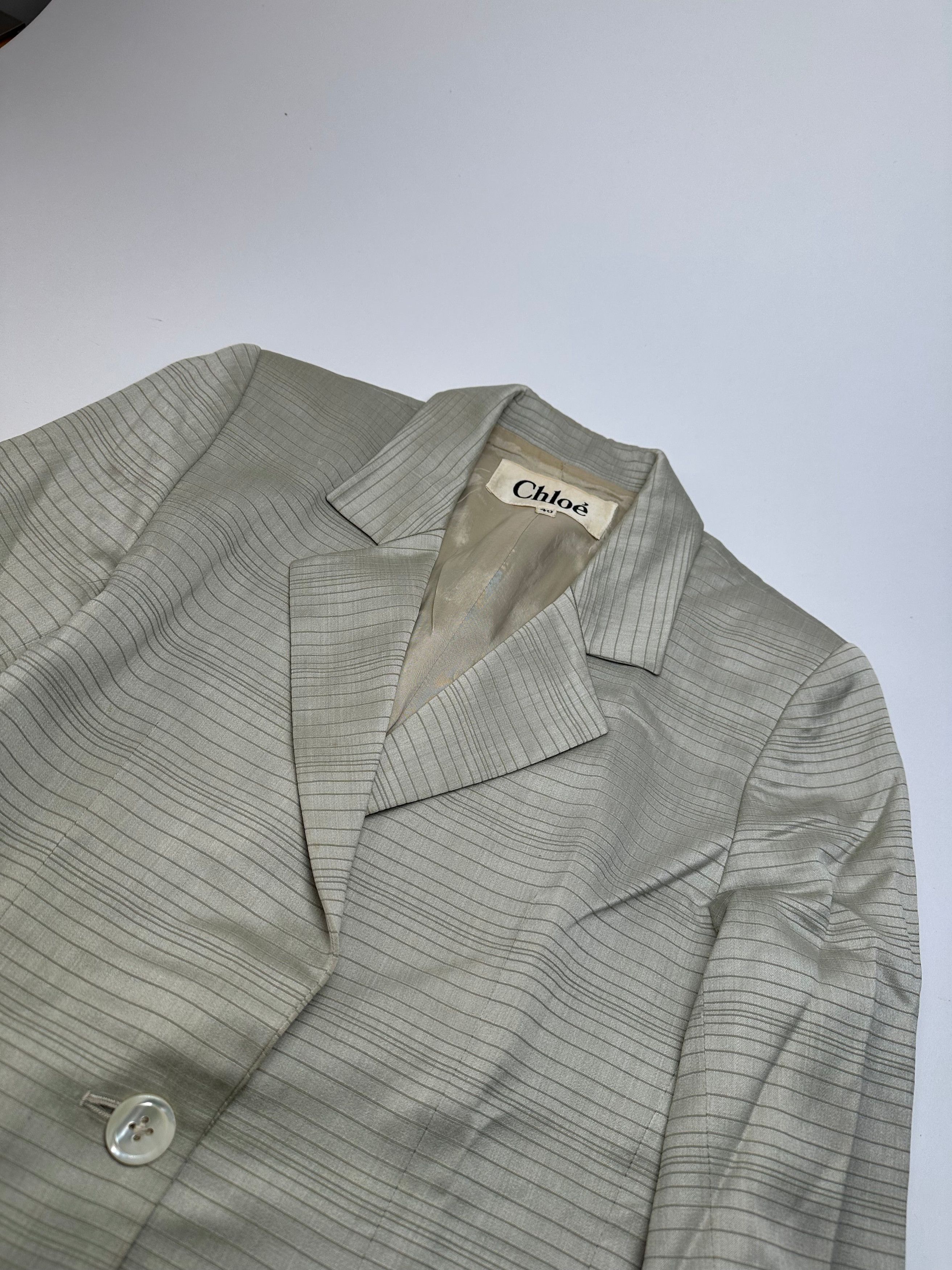 Chloe Vintage Striped Twin Set Silver L Size L / US 10 / IT 46 - 6 Thumbnail
