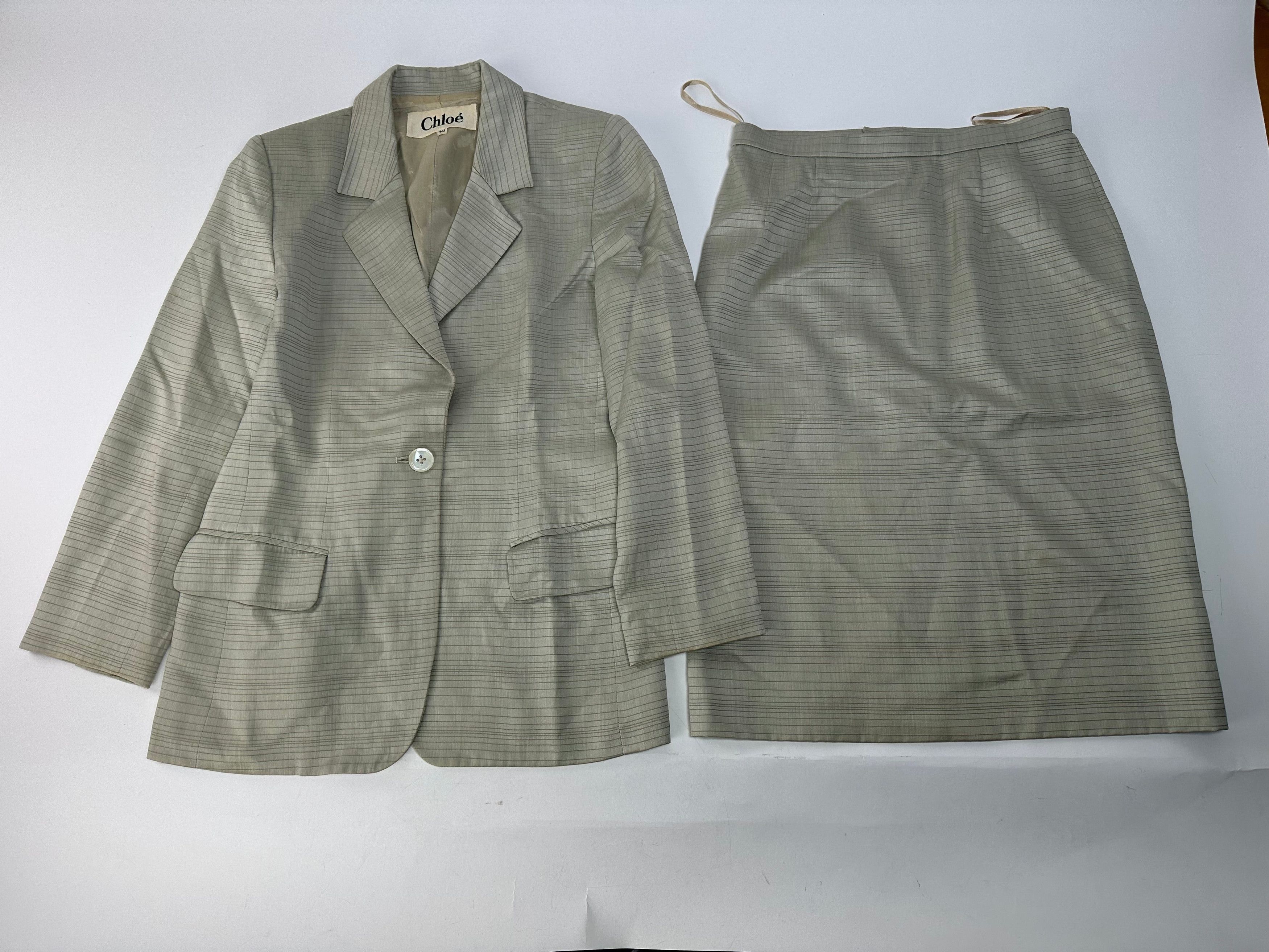Chloe Vintage Striped Twin Set Silver L Size L / US 10 / IT 46 - 4 Thumbnail